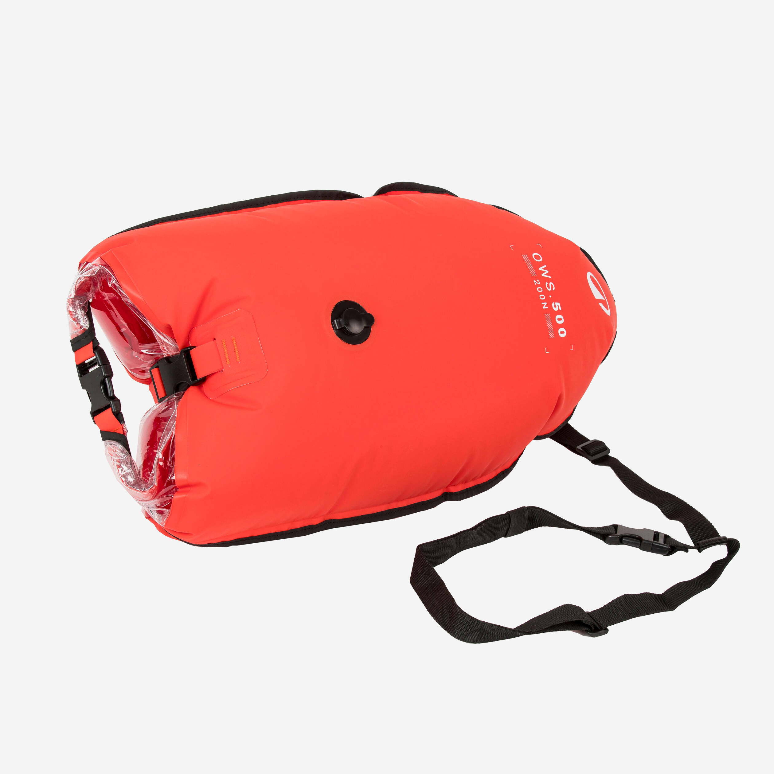 Open-water swimming buoy with inner compartment and net - OWS500 orange