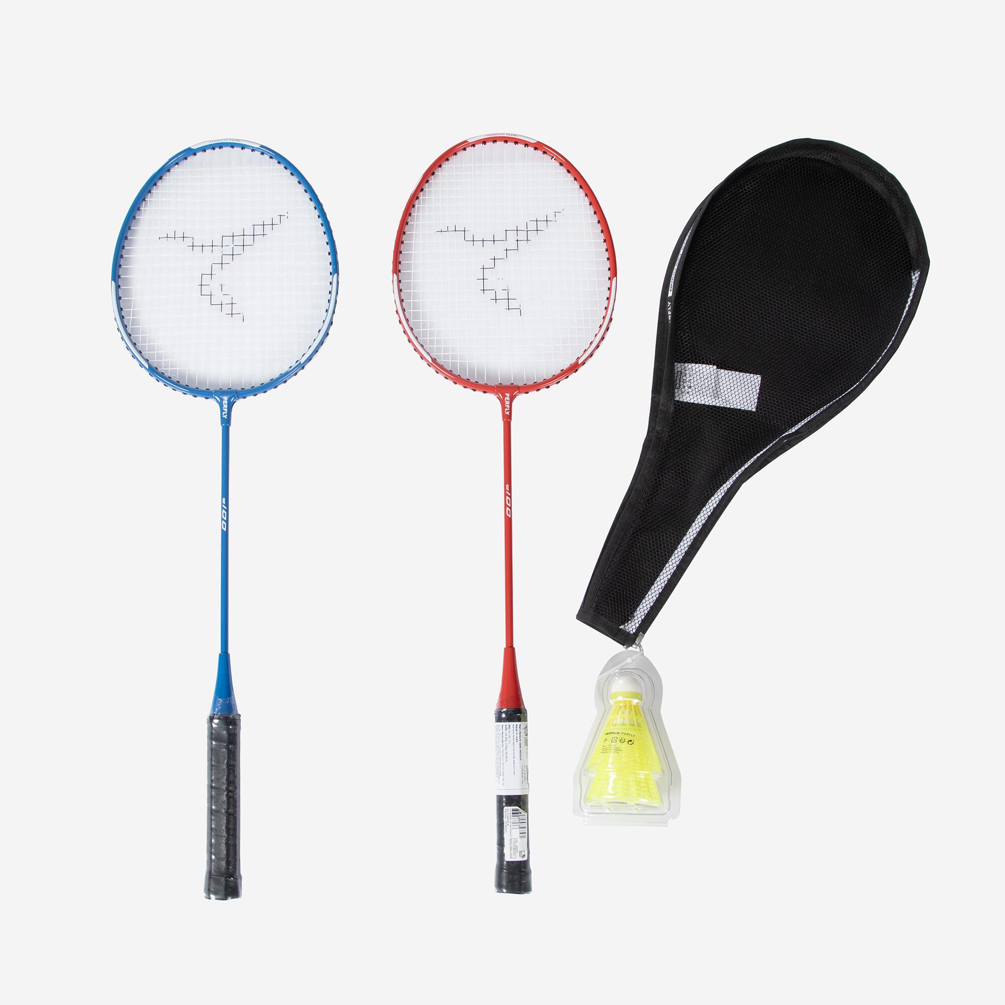 Adult Badminton Racket BR 100 Set Starter Blue Red