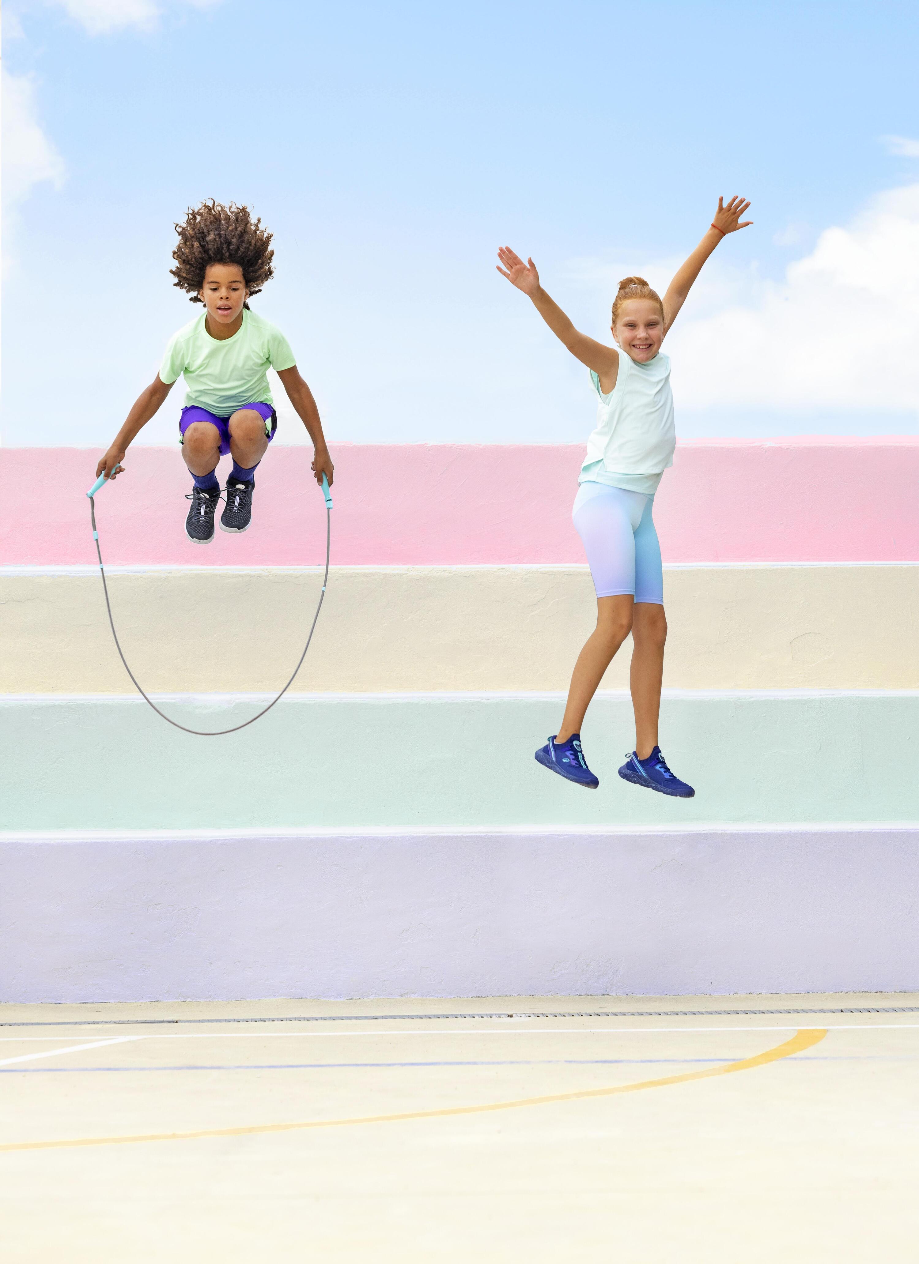 Pantaloncini ciclisti bambina ginnastica slim fit traspiranti lilla 7/8