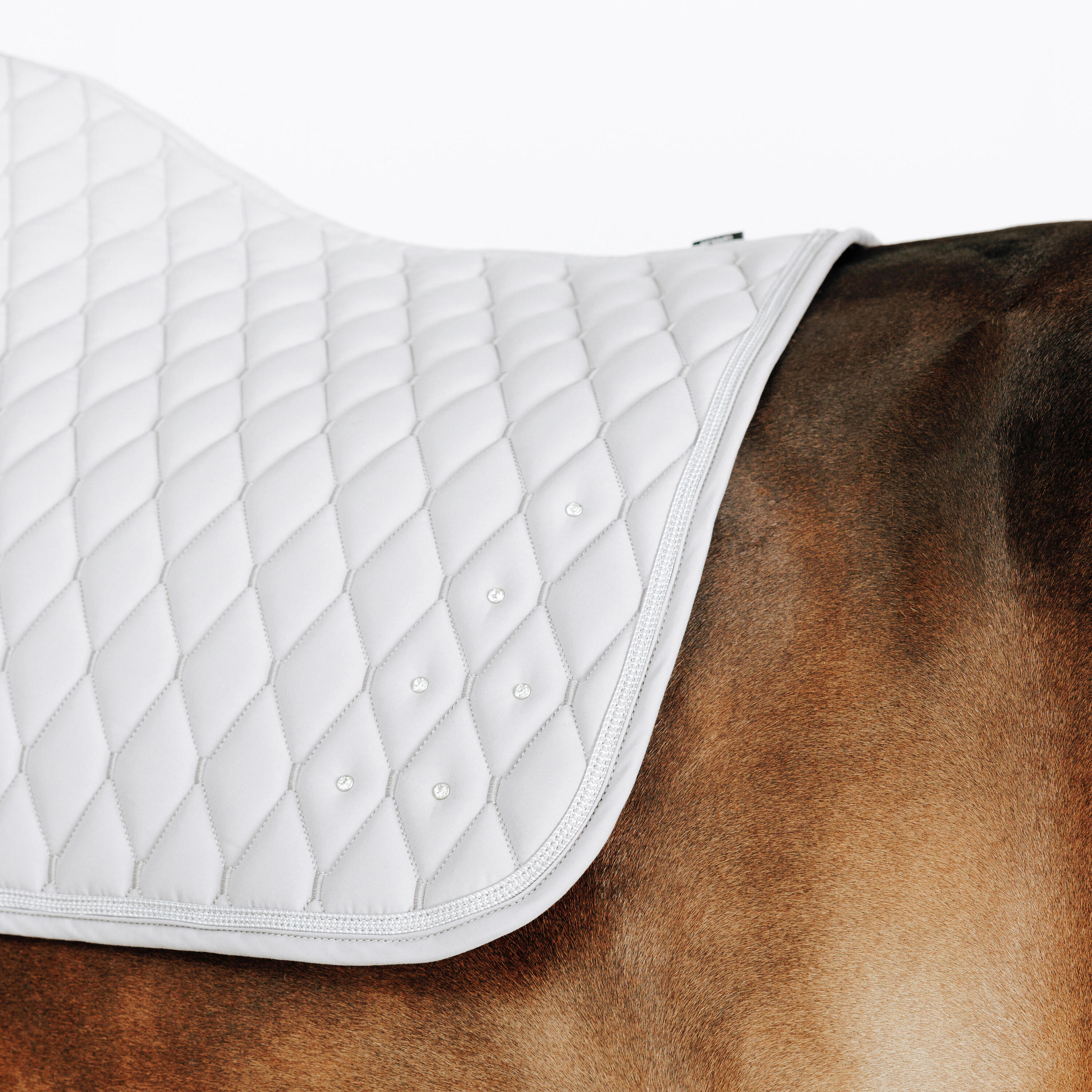 Tapis de selle équitation strass Cheval et Poney - 500 gris 3/4