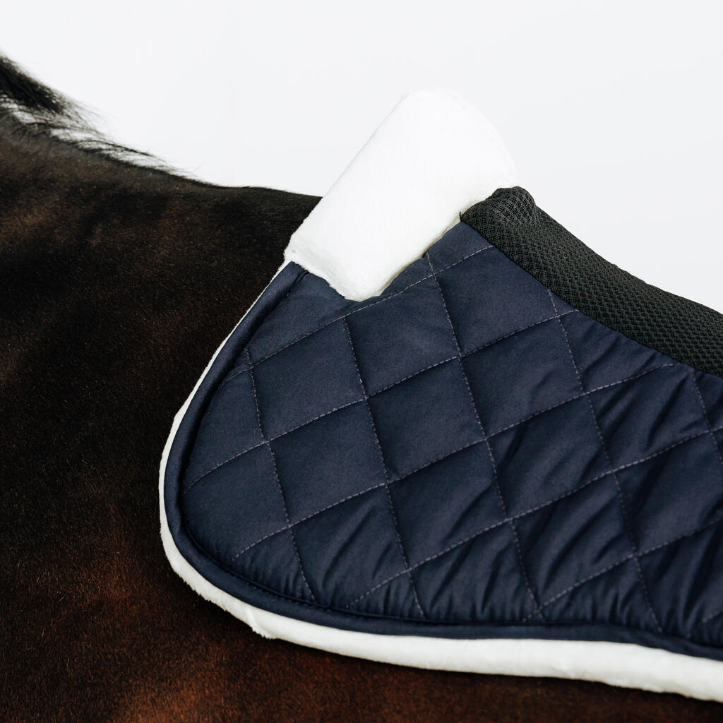 Horse Riding Synthetic Sheepskin Saddle Pad for Horse and Pony 500 - Black