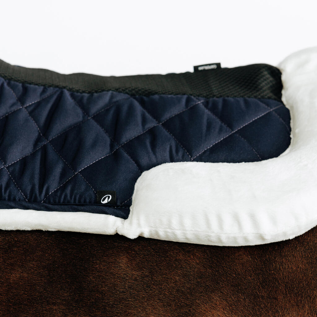 Horse Riding Synthetic Sheepskin Saddle Pad for Horse and Pony 500 - Black