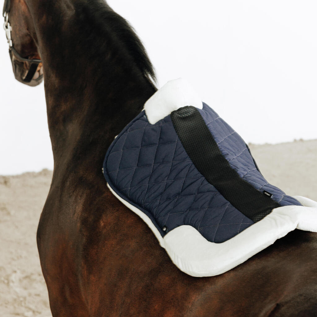 Horse Riding Synthetic Sheepskin Saddle Pad for Horse and Pony 500 - Black
