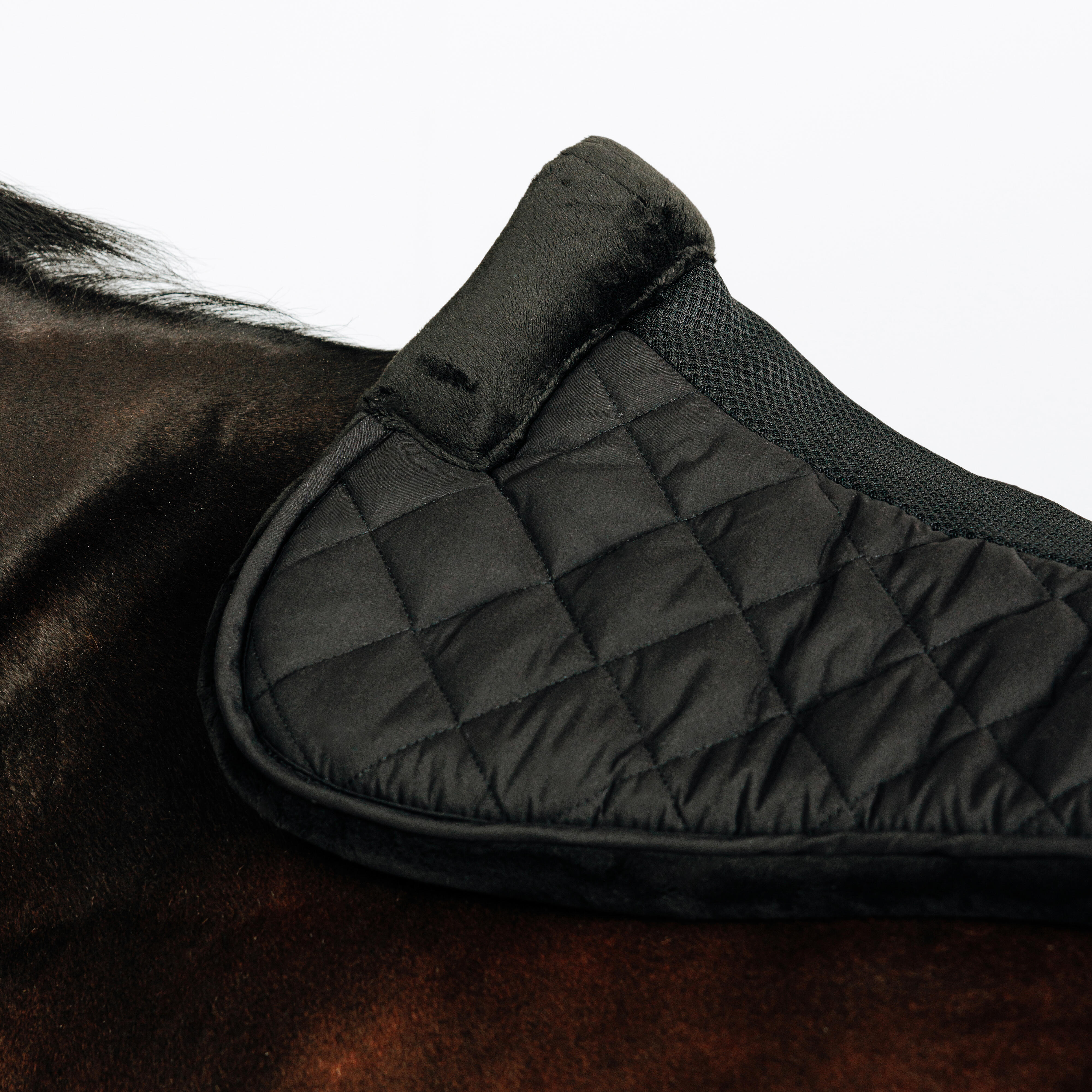 Amortisseur d'équitation pour cheval & poney en mouton synthétique - 500 noir - FOUGANZA