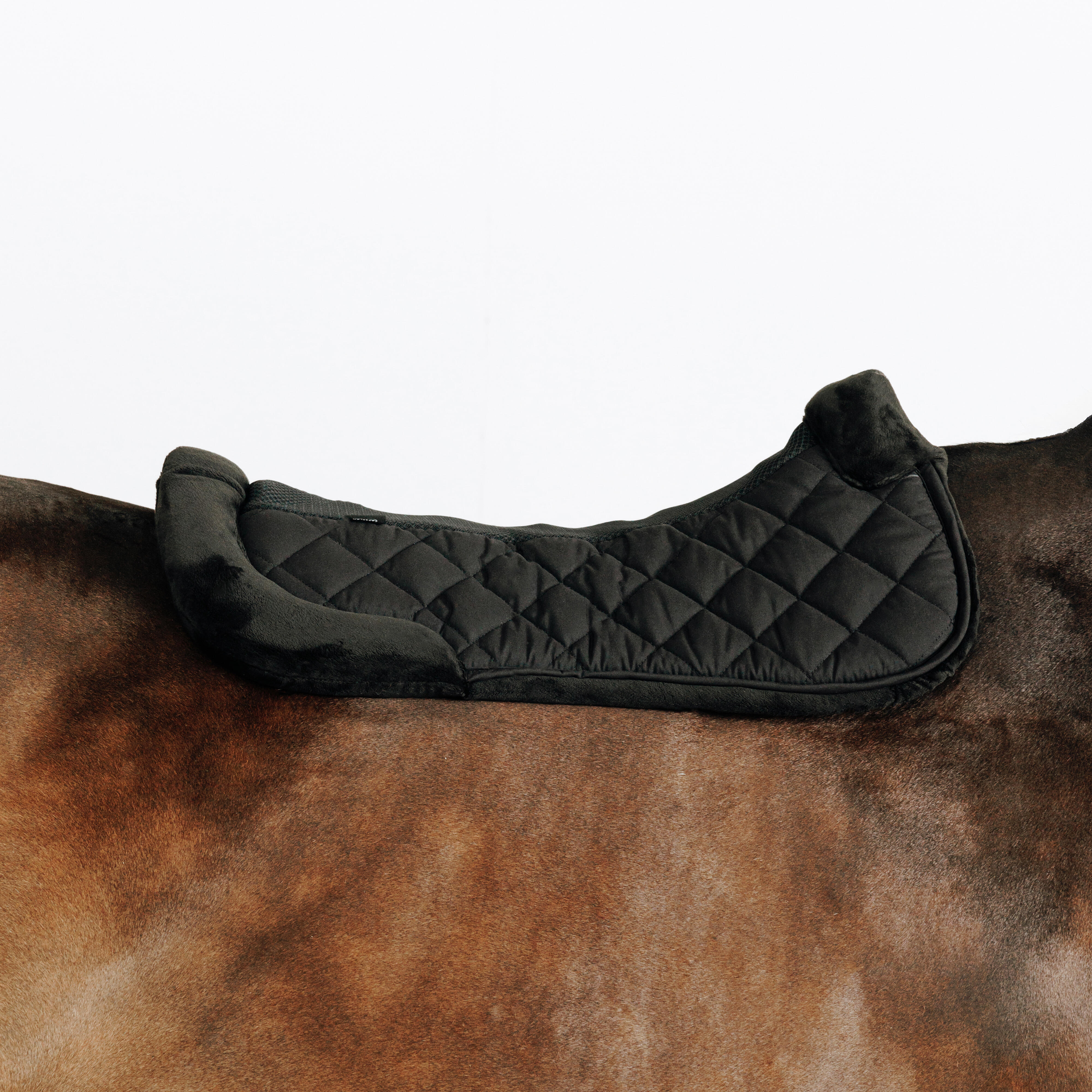 Horseback Riding Synthetic Sheepskin Saddle Pad for Horse and Pony, 500 Black - FOUGANZA