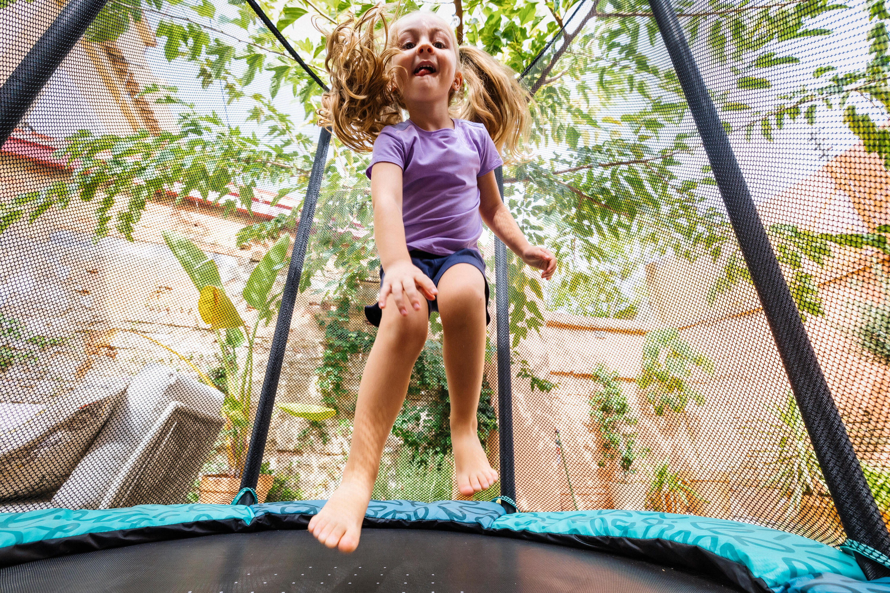 Trampoline D'Intérieur Avec Filet De Sécurité K IKIDO - Coussin Rebondissant, Protection Bords, Pour Enfants Dès 2 Ans
