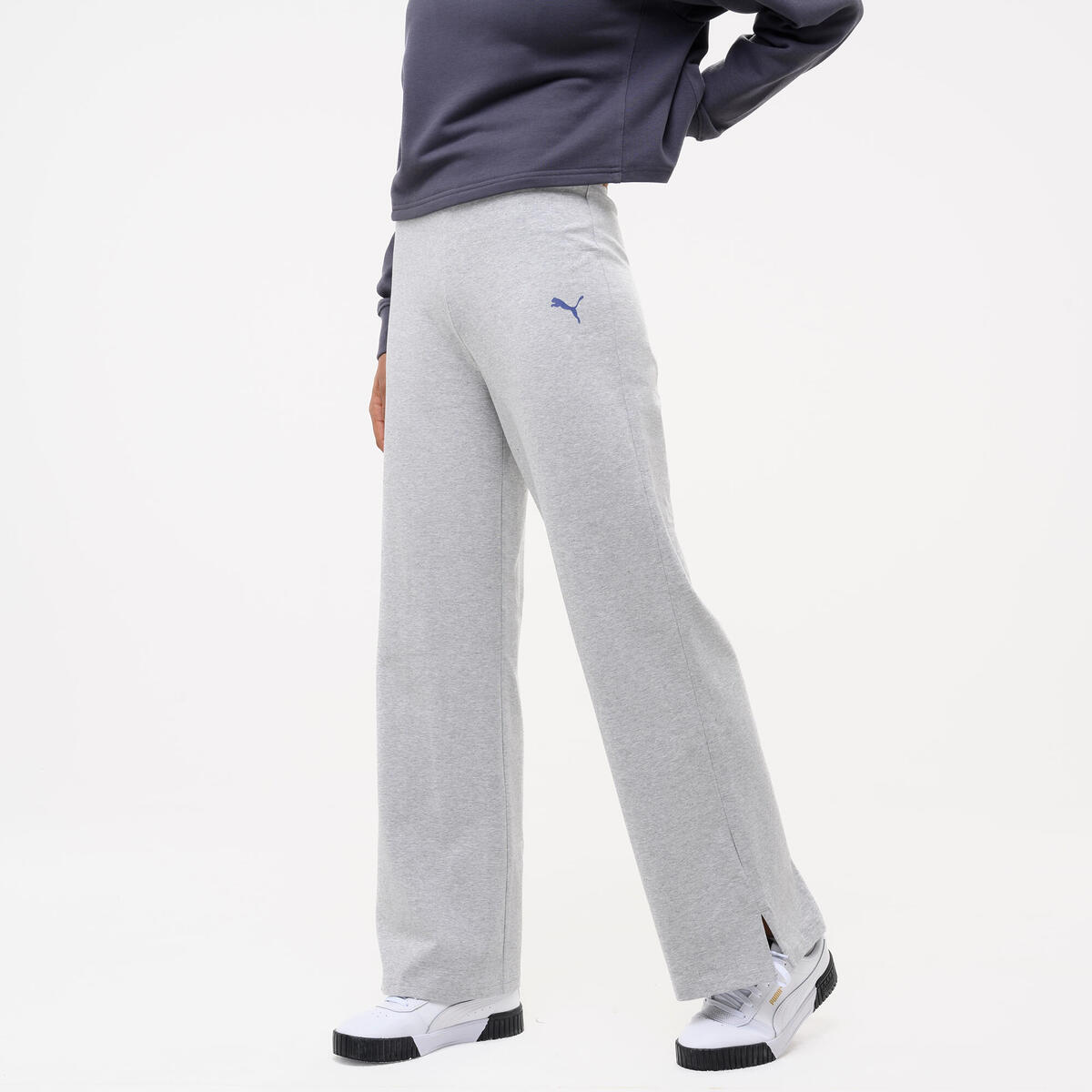 Pantalon droit en coton femme, gris