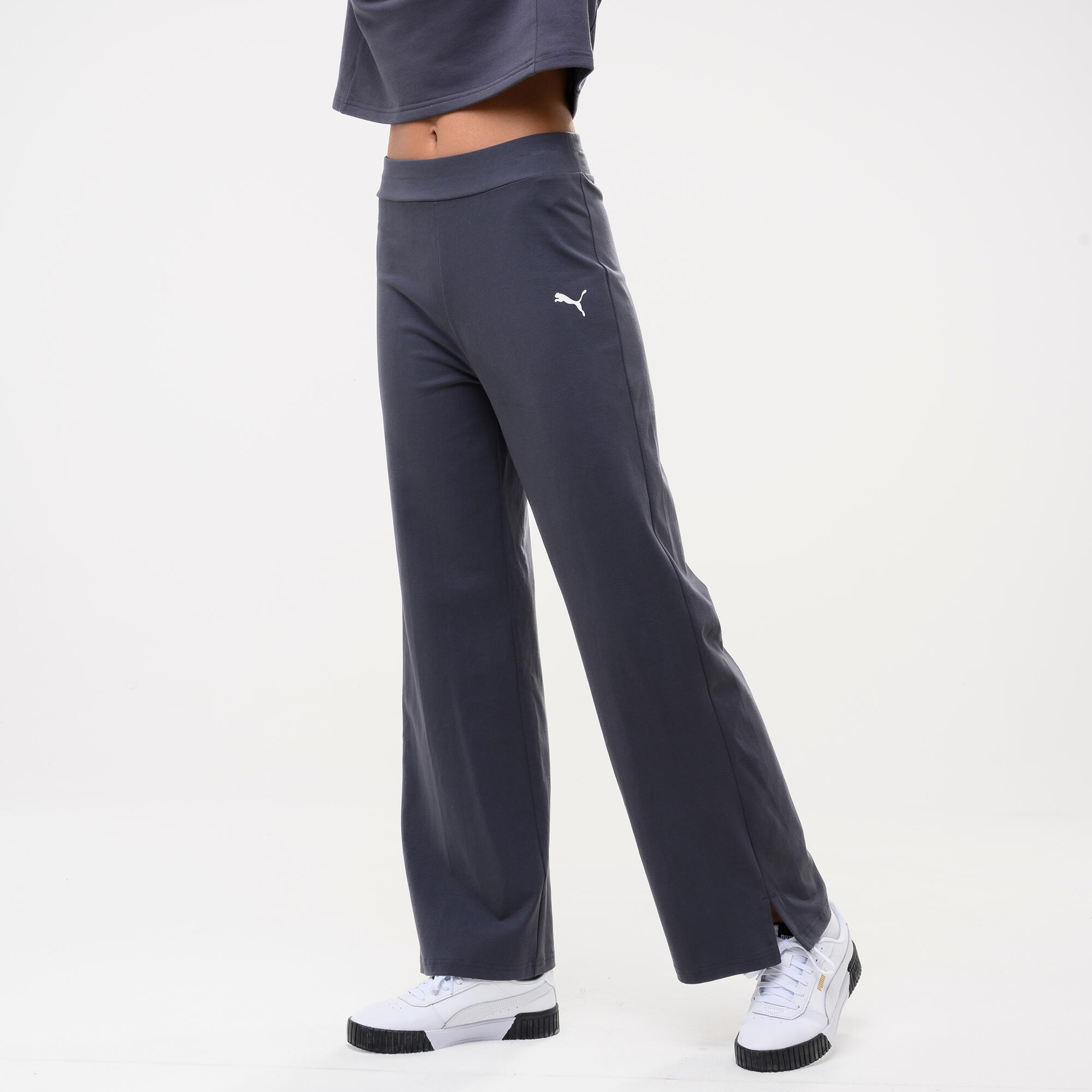 PUMA Pantaloni tuta Puma donna regular fit cotone grigio scuro