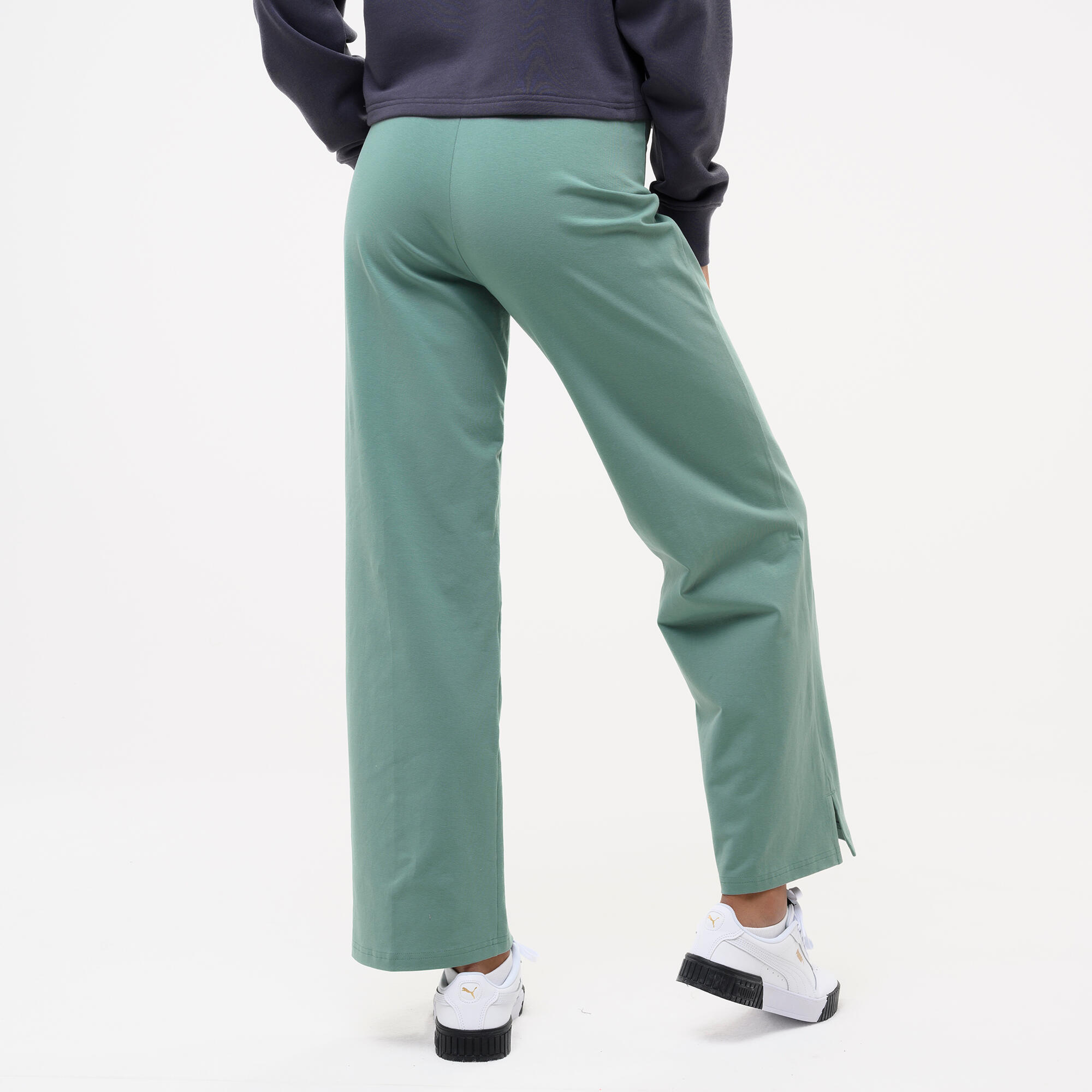 Pantalon droit en coton femme, vert 2/5