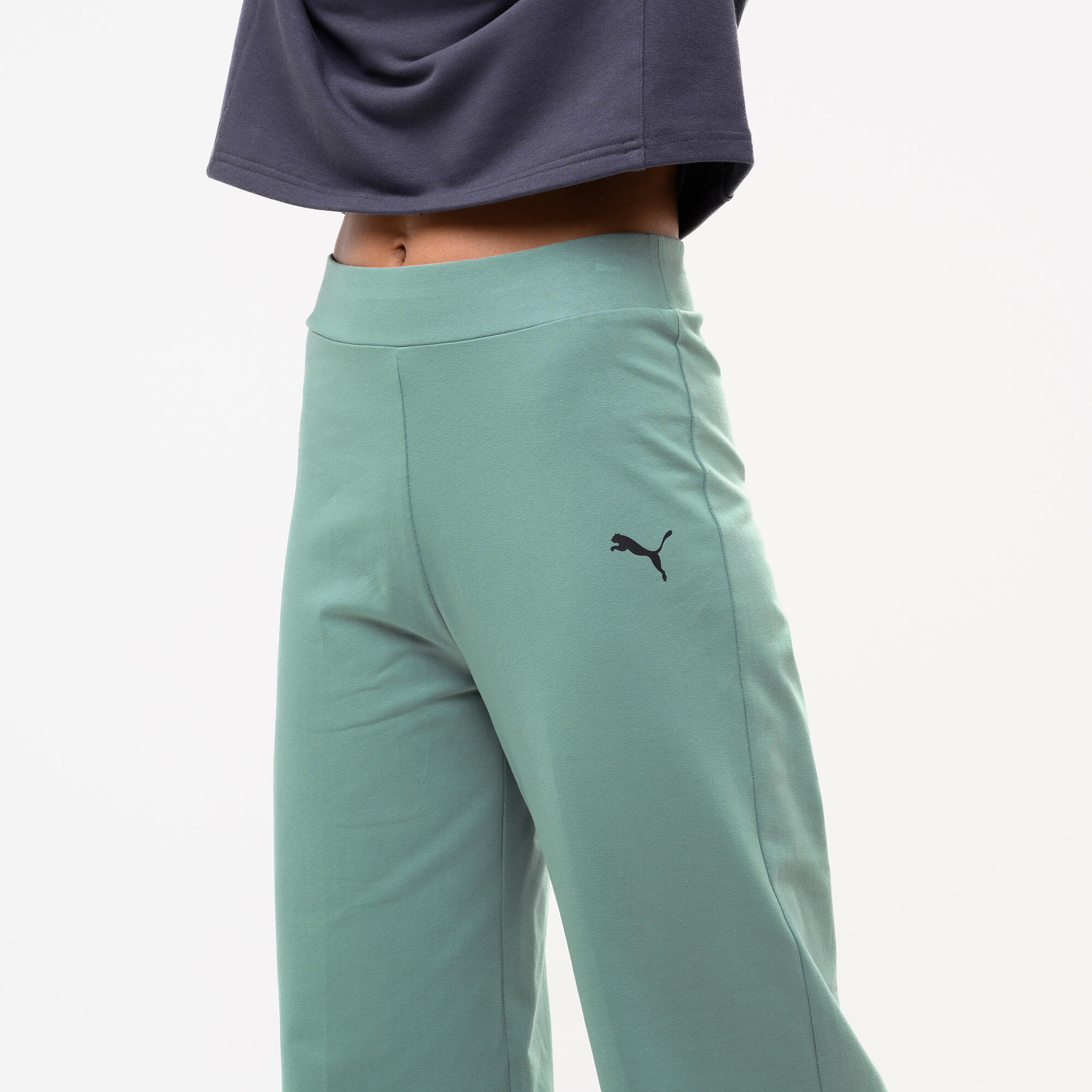 Pantalon droit en coton femme, vert 3/5
