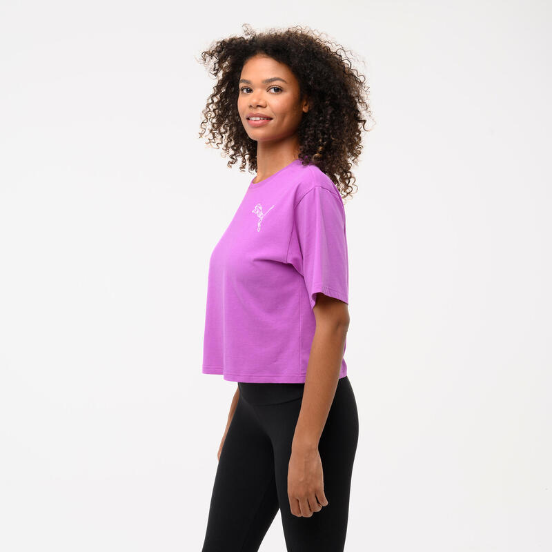 T-shirt en coton court à manches courtes femme rose