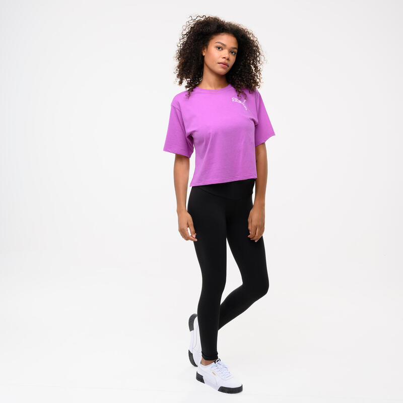T-shirt en coton court à manches courtes femme rose