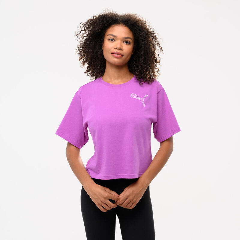 T-shirt en coton court à manches courtes femme rose