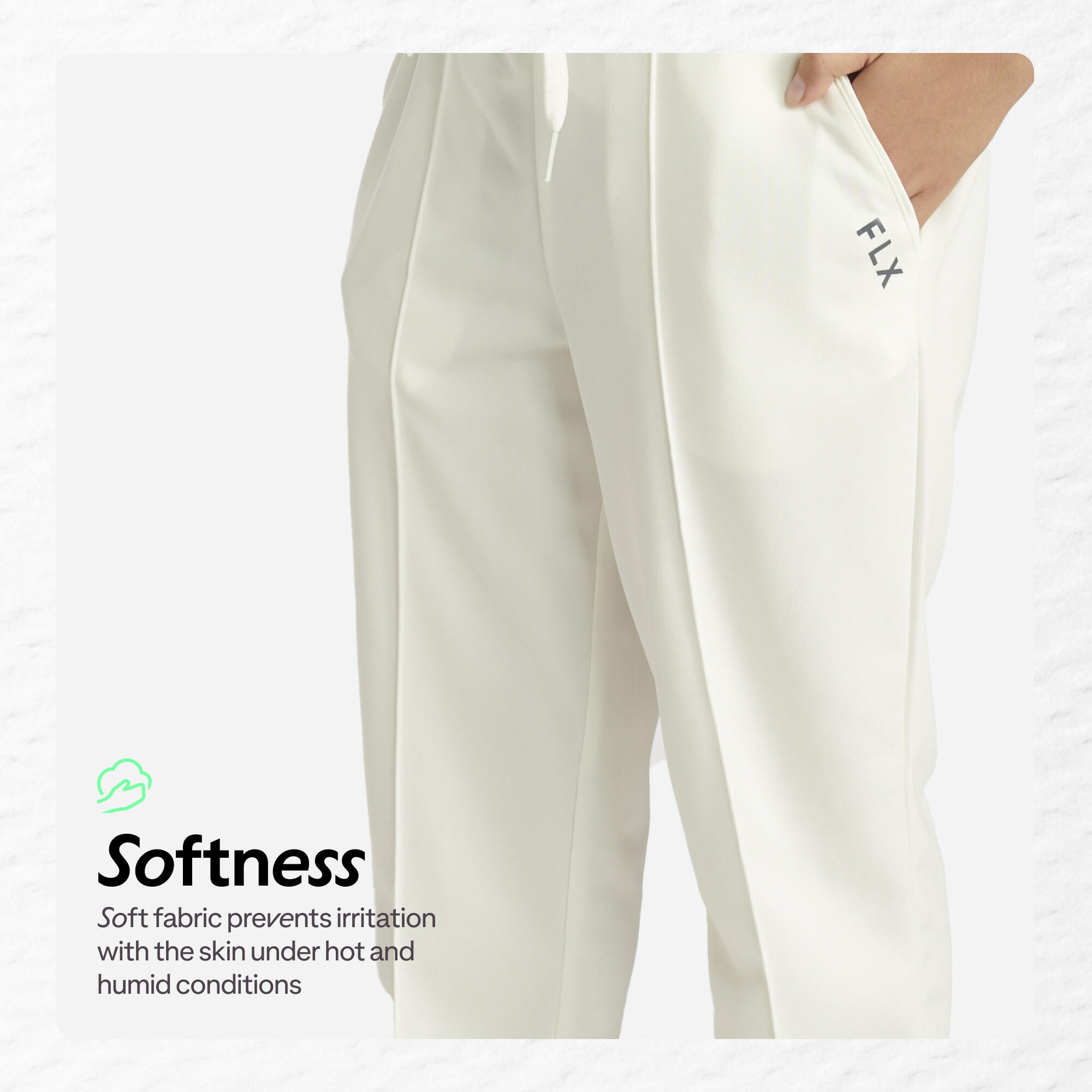 Kids Cricket Trousers Comfortable & Breathable TS100 - White