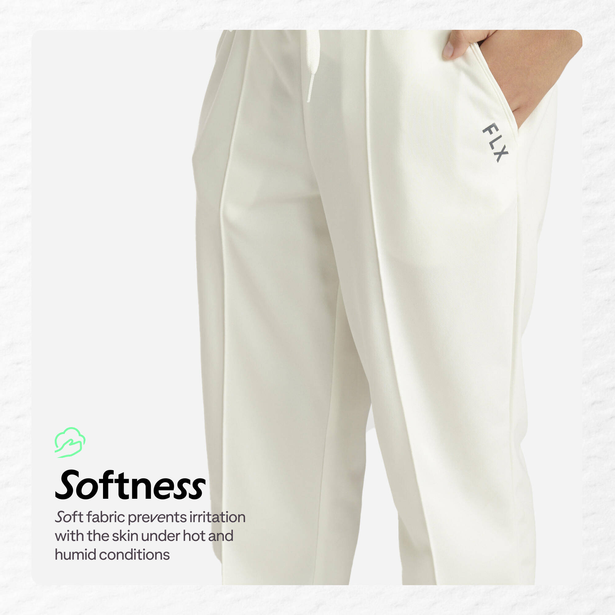 Kids Cricket Trackpants Comfortable & Breathable TS100 - White -  3