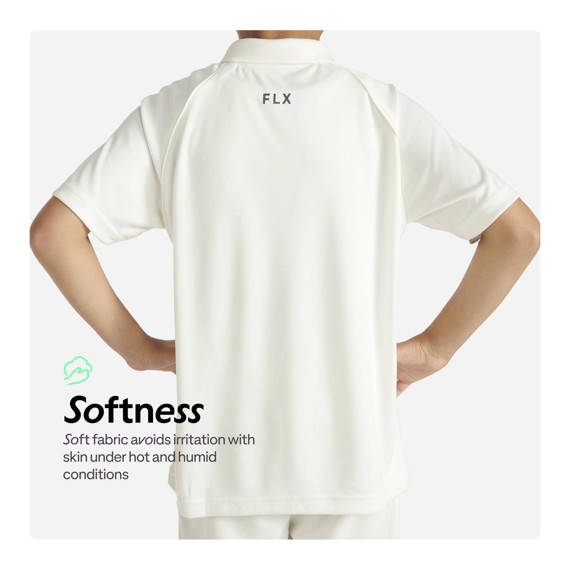 Kids Cricket Short Sleeved Polo Tshirt Lightweight P100 - White -  3