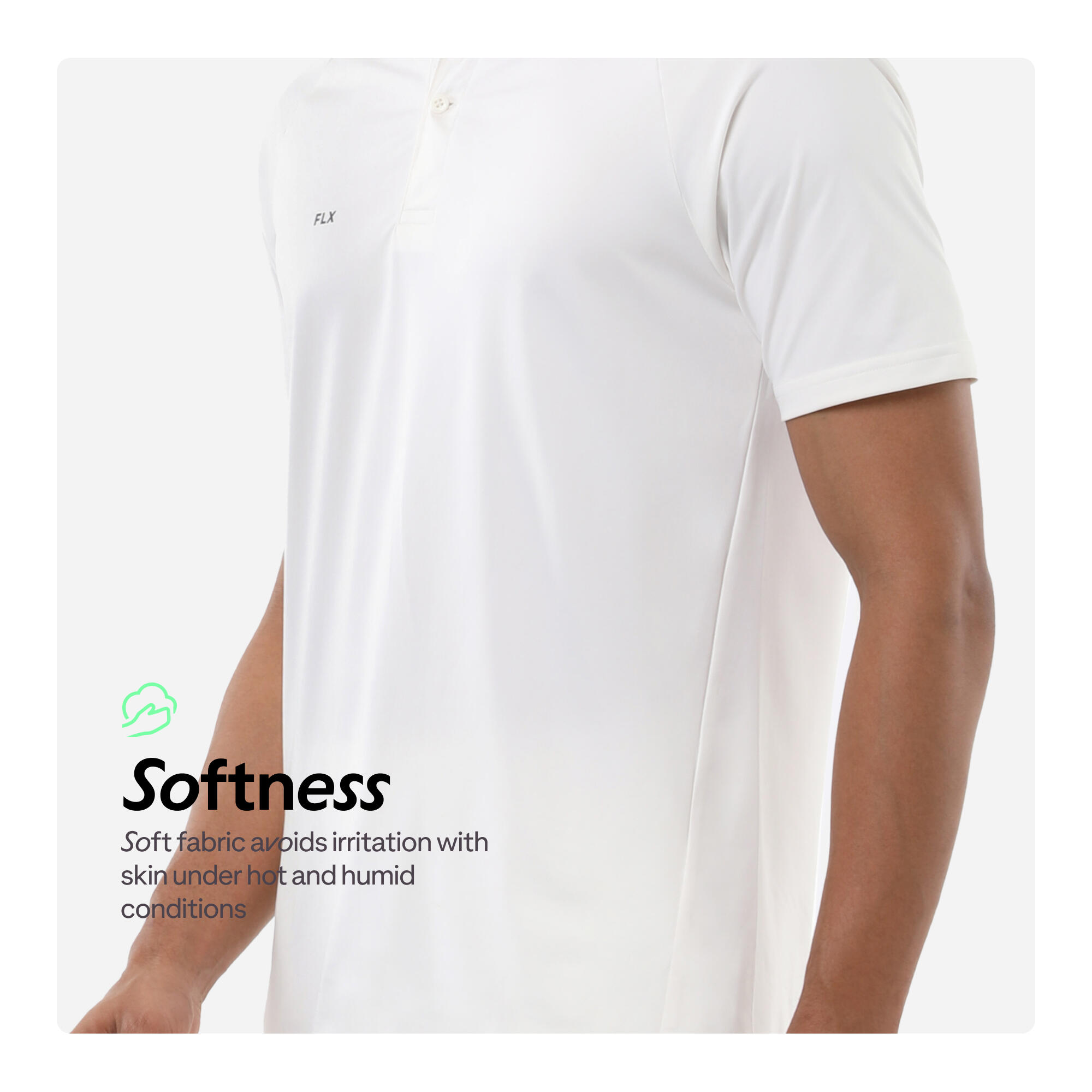 Men Cricket Short Sleeved Polo Tshirt Soft P100 - White