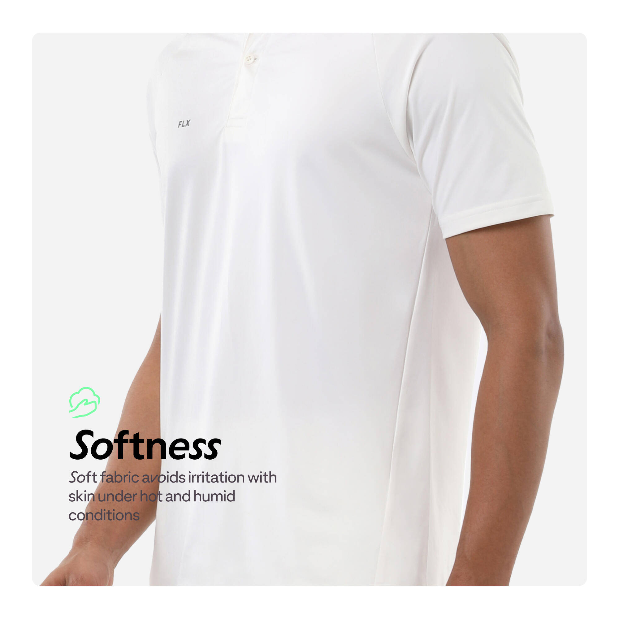 Men Cricket Short Sleeved Polo Tshirt Soft P100 - White -  3
