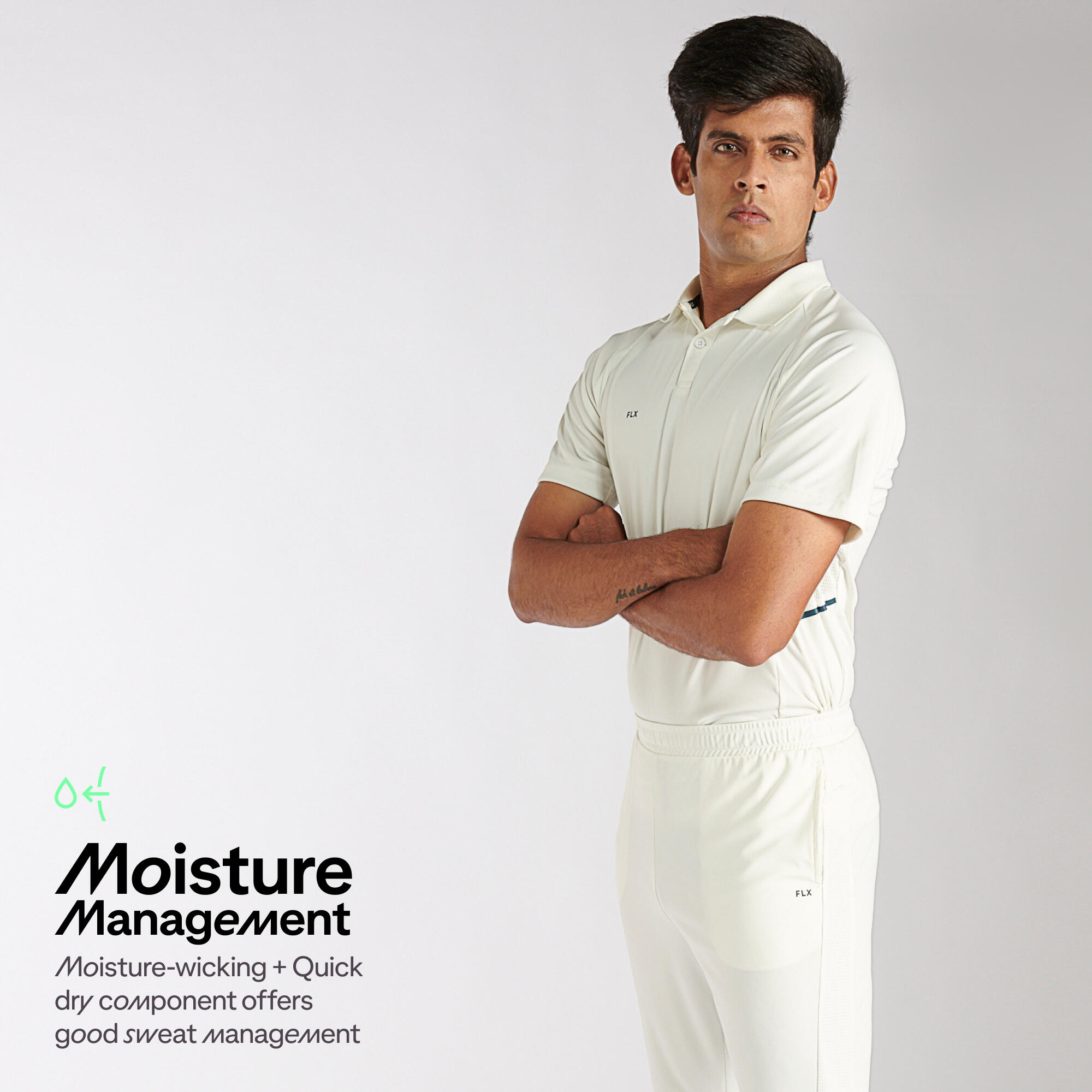 Men Cricket Short Sleeved Polo Tshirt Comfort P500 - White
