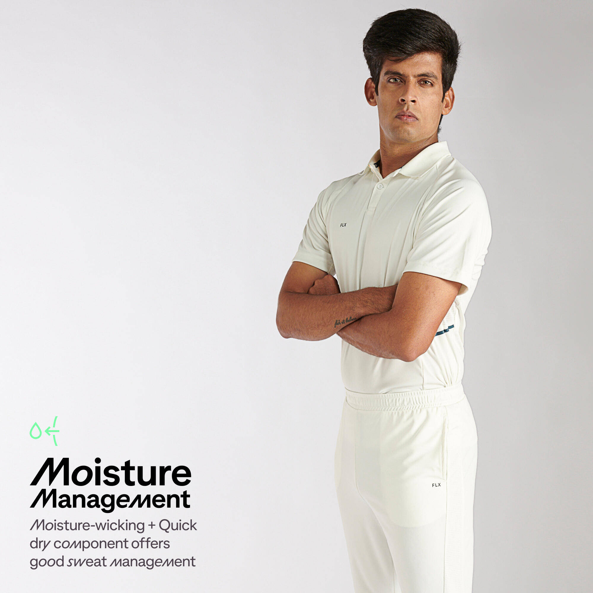 Men Cricket Short Sleeved Polo Tshirt Comfort P500 - White -  5