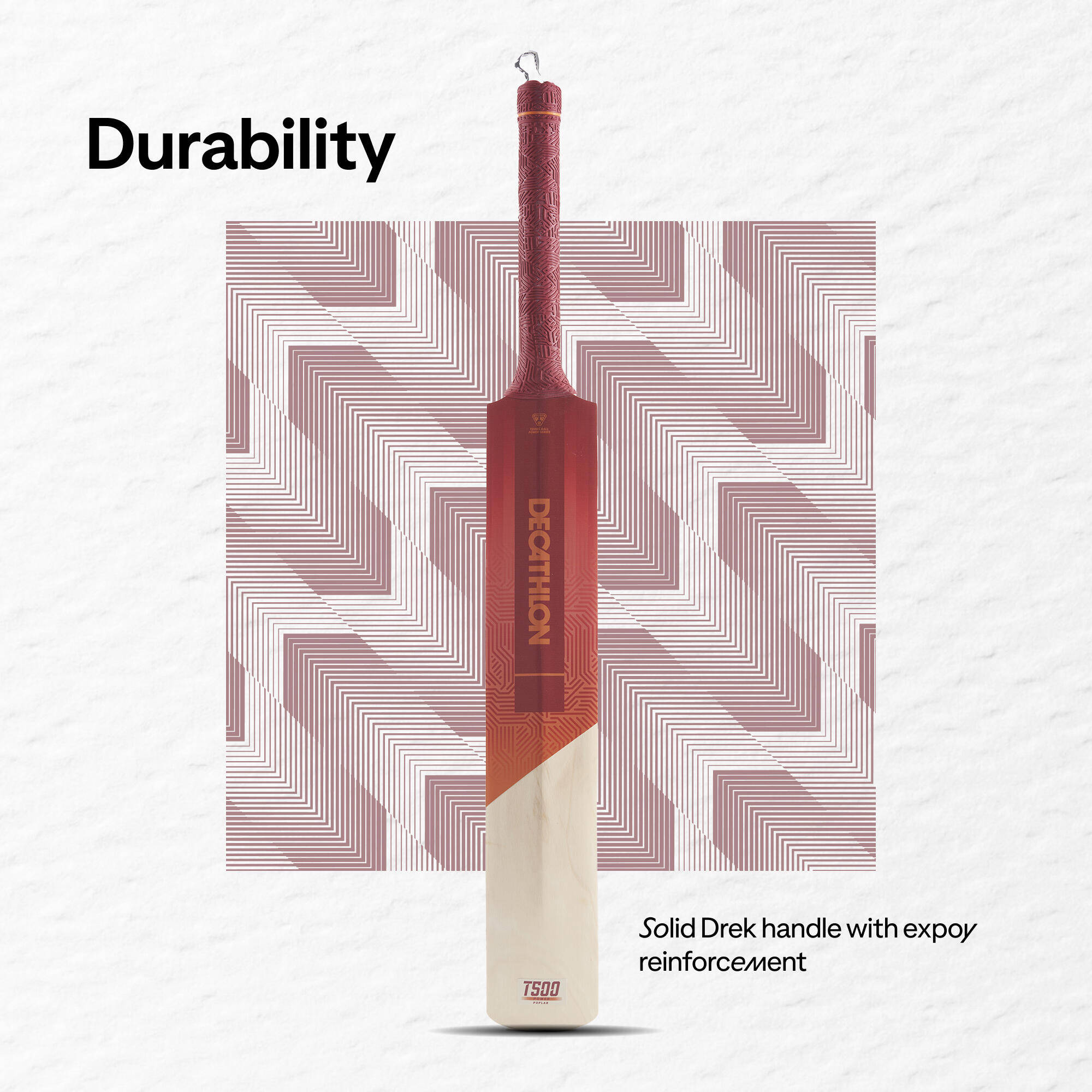 Cricket Bat for Soft & Medium Tennis Ball T500 Power - Red -  3