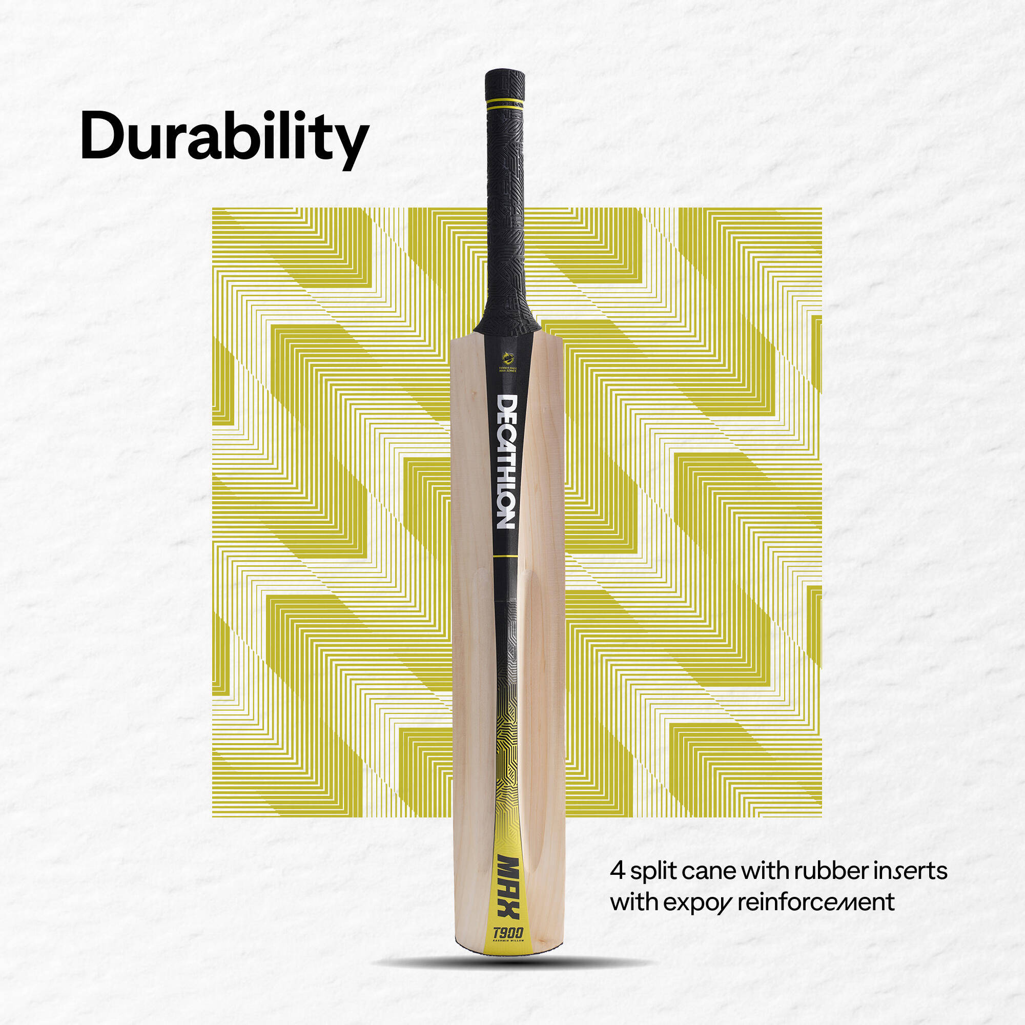 Adult Kashmir Poplar Wood Cricket Bat Size XH Two Split Cane Handle Soft & Medium for Tennis Ball T900 Max  - Lime & Green -  3