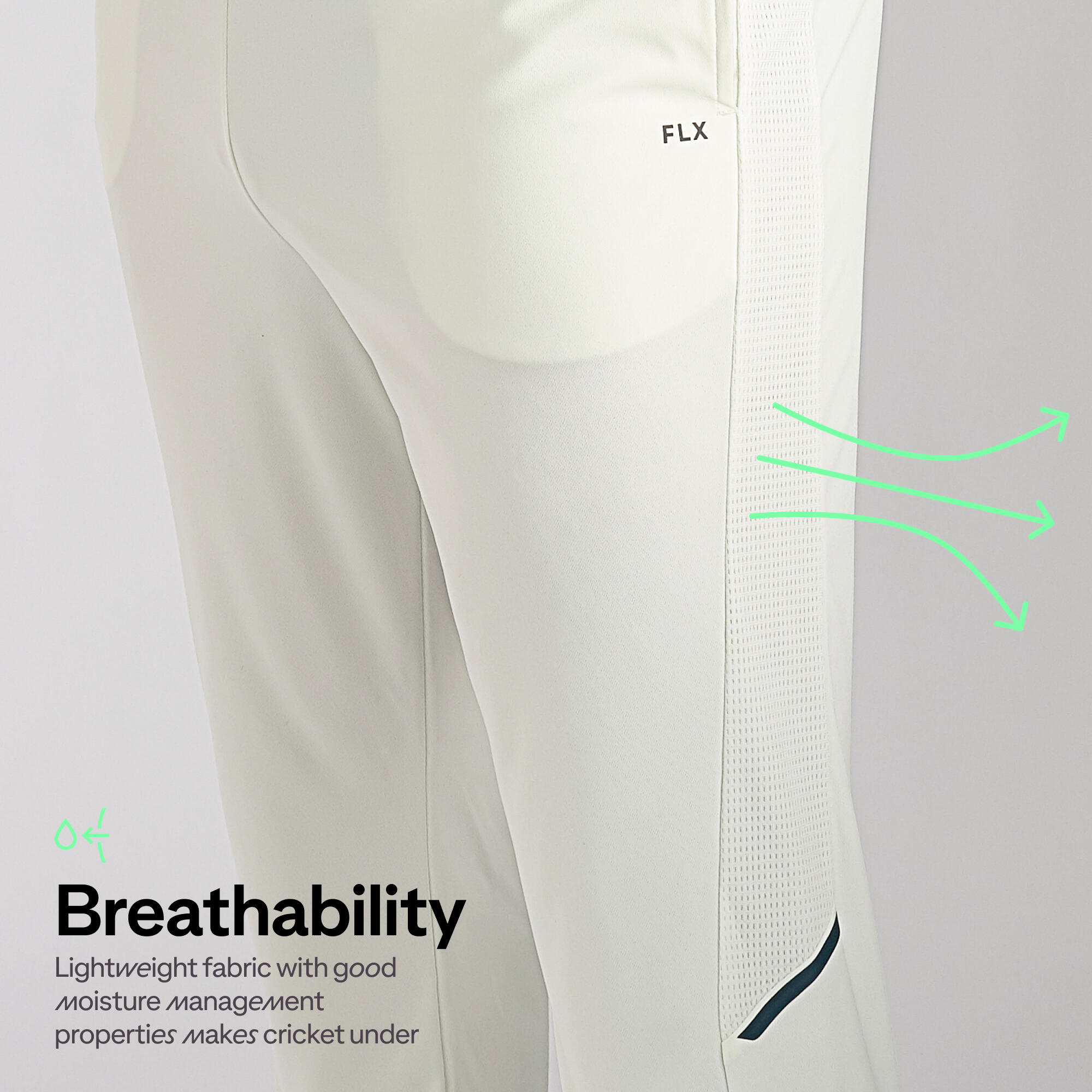 Men Cricket Trousers Stretchable & Soft TS500 - White