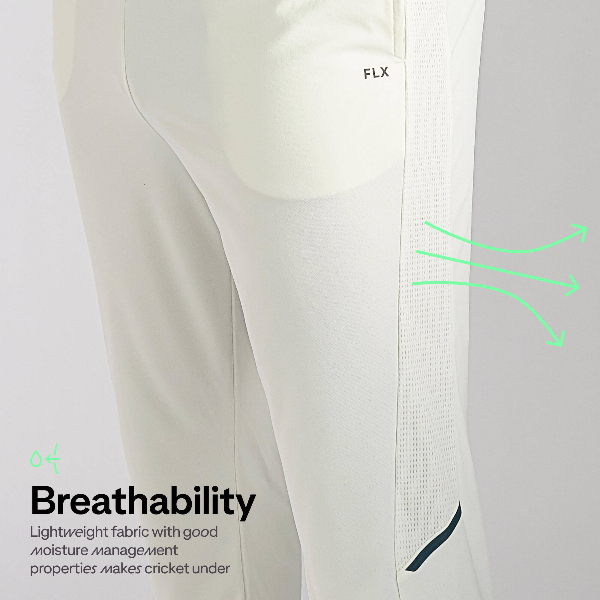 Men Cricket Trackpants Stretchable & Soft TS500 - White -  4