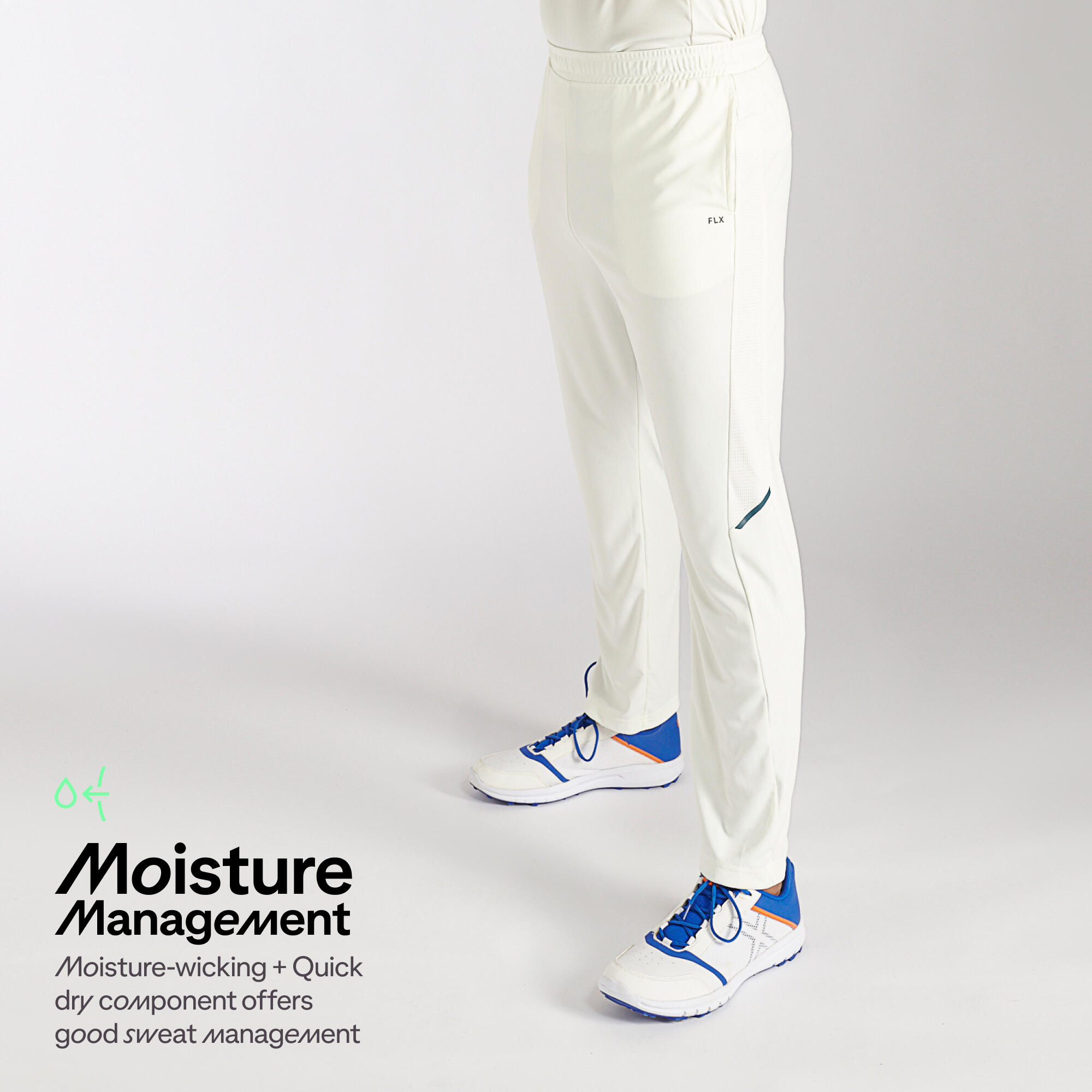Men Cricket Trousers Stretchable & Soft TS500 - White
