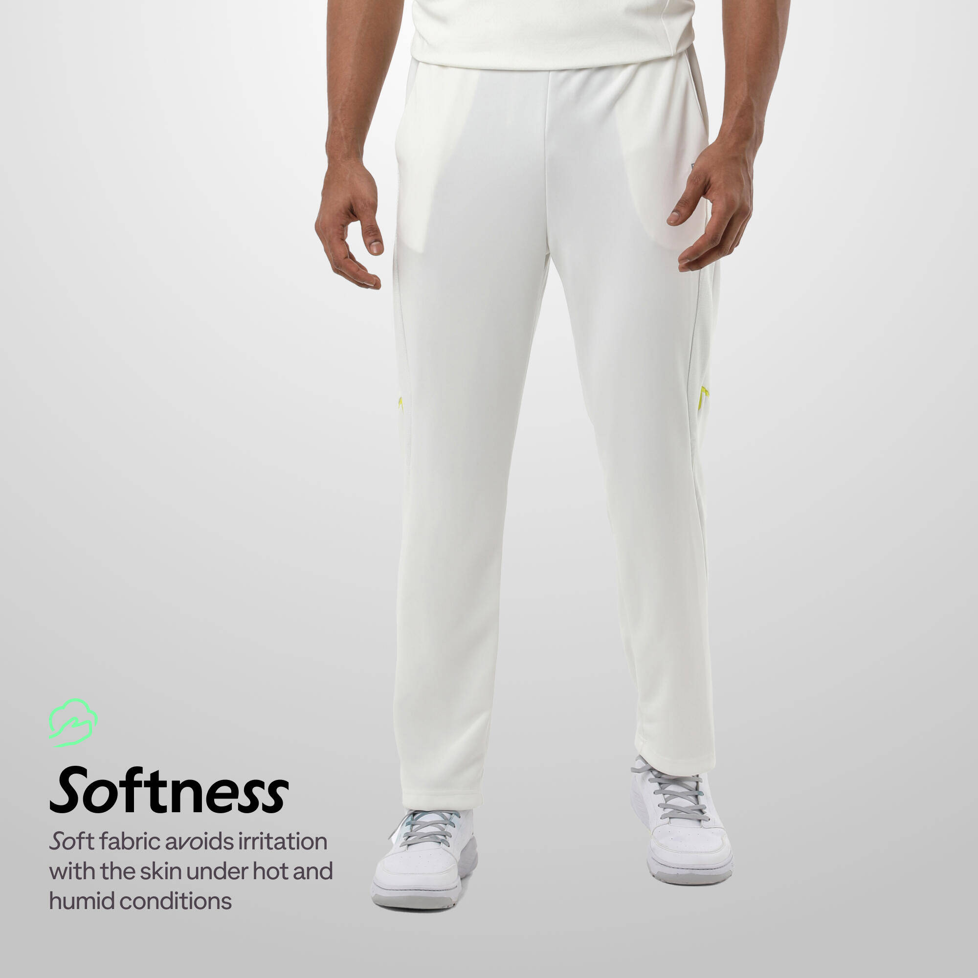 Men's Cricket Abrasion Resistant Trackpants TS 900 DRB White -  4