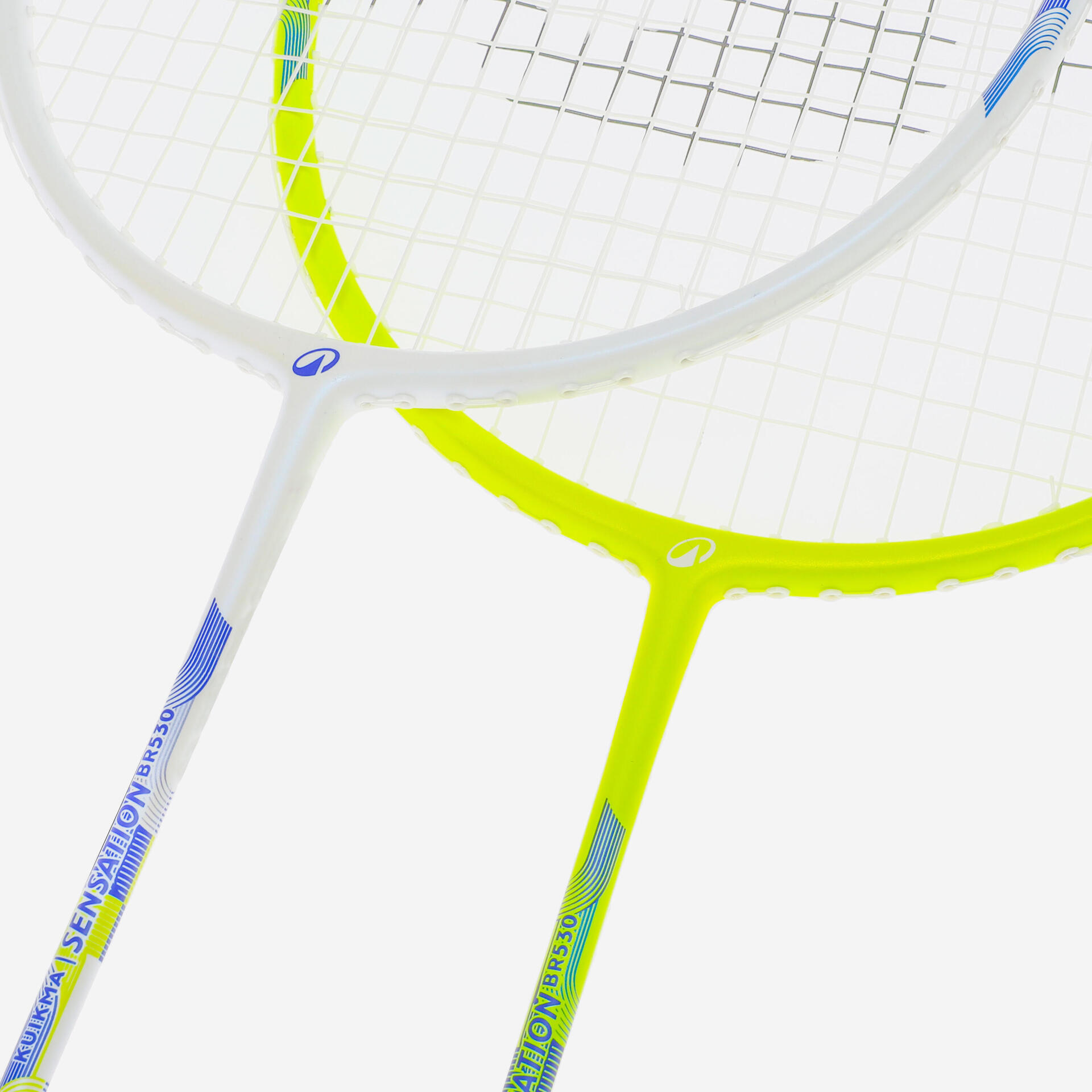 Large B Minton Rackets ADULT BADMINTON RACKET BR 530 SET COUPLE WHITE LIME