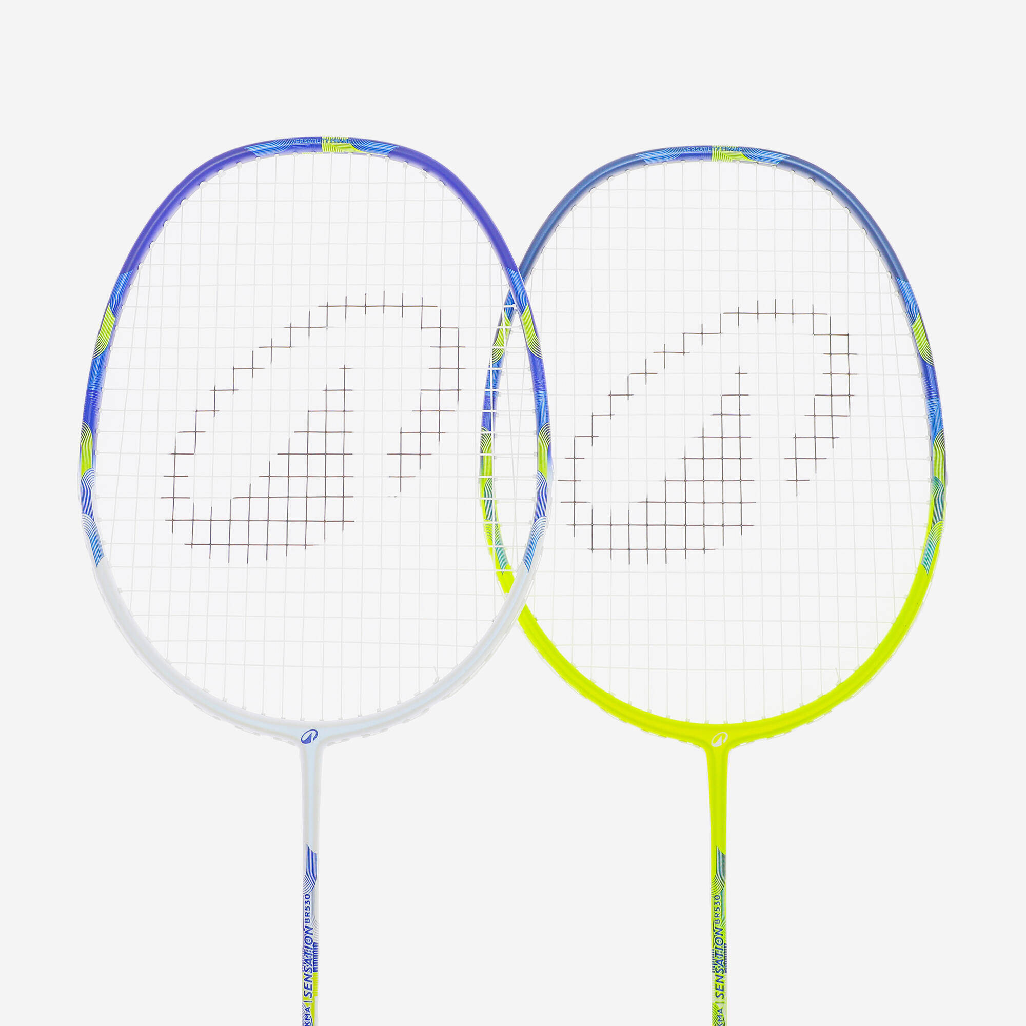 ADULT BADMINTON RACKET BR 530 SET COUPLE WHITE LIME -  2