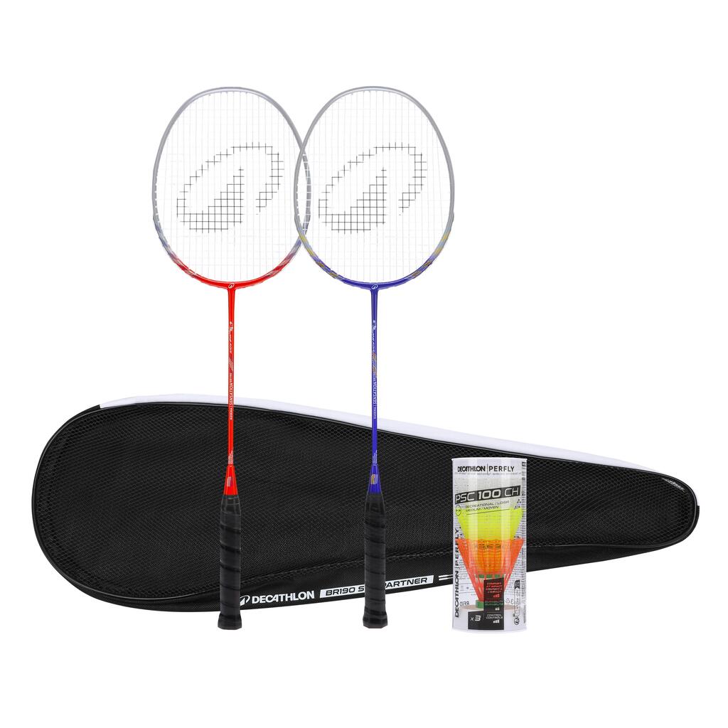 ADULT BADMINTON RACKET BR 190 SET PARTNER BLEU RED