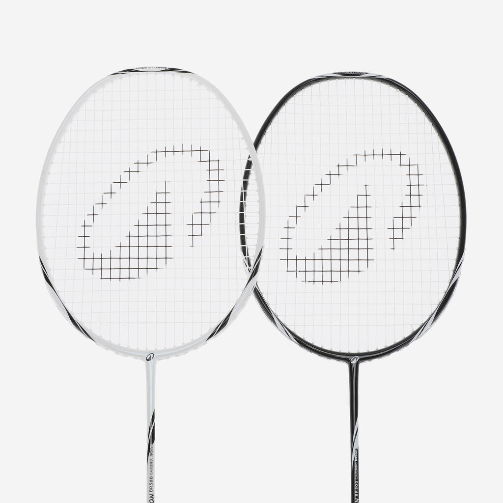 Crno-beli reket za badminton za odrasle SENSATION 500 SET