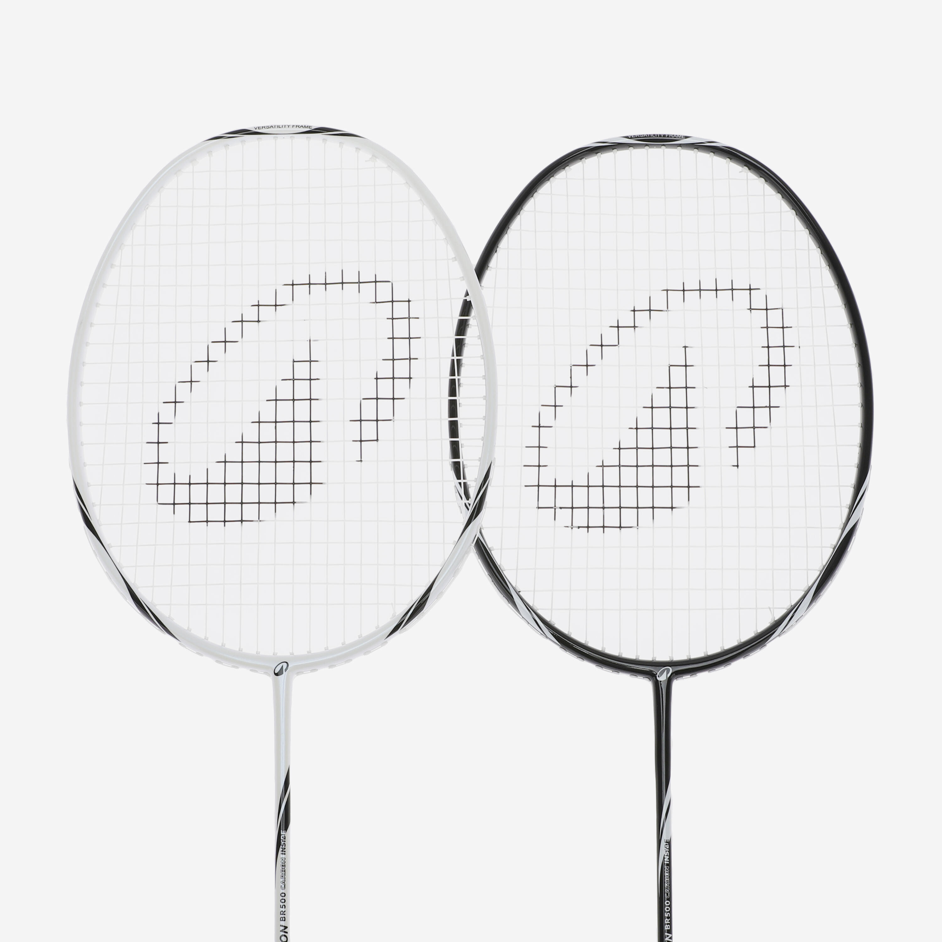 Badminton Racket Set 2 Rackets - Sensation 500 Black White - PERFLY