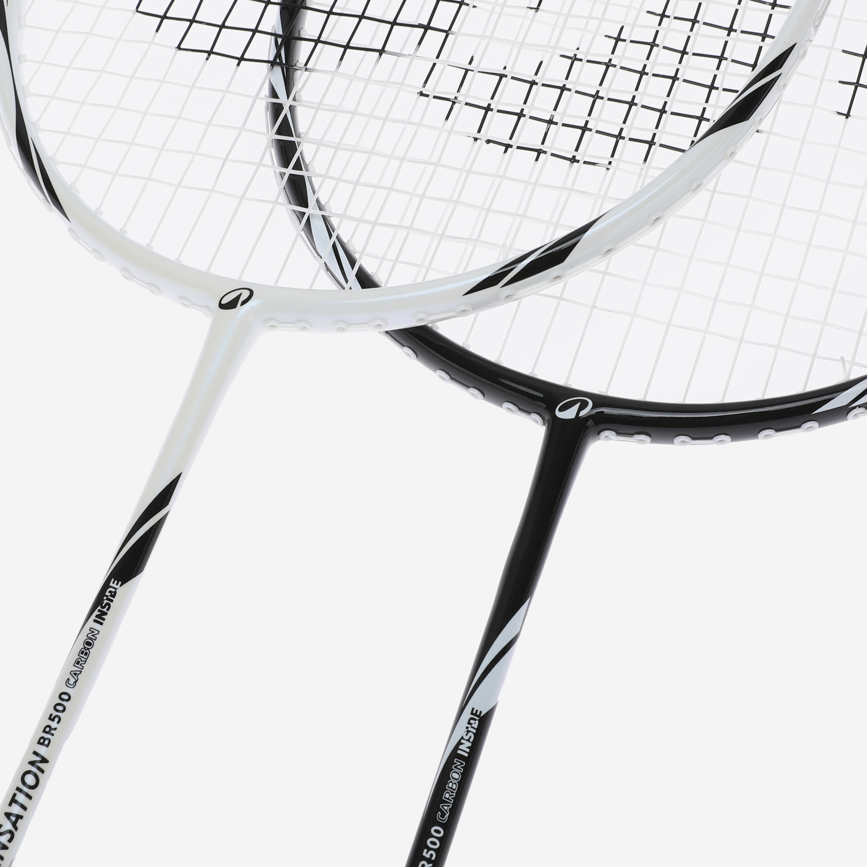 Badminton Racket Set 2 Rackets - Sensation 500 Black White - PERFLY