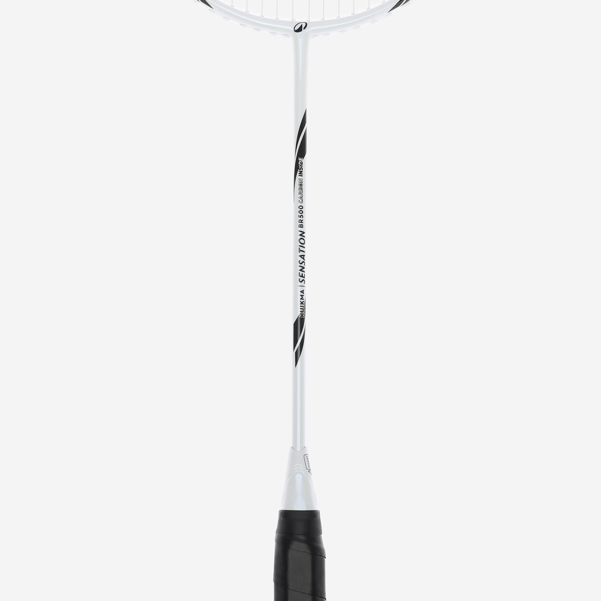 Badminton Racket Blk Wht ADULT BADMINTON RACKET BR SENSATION 500 SET BLACK WHITE