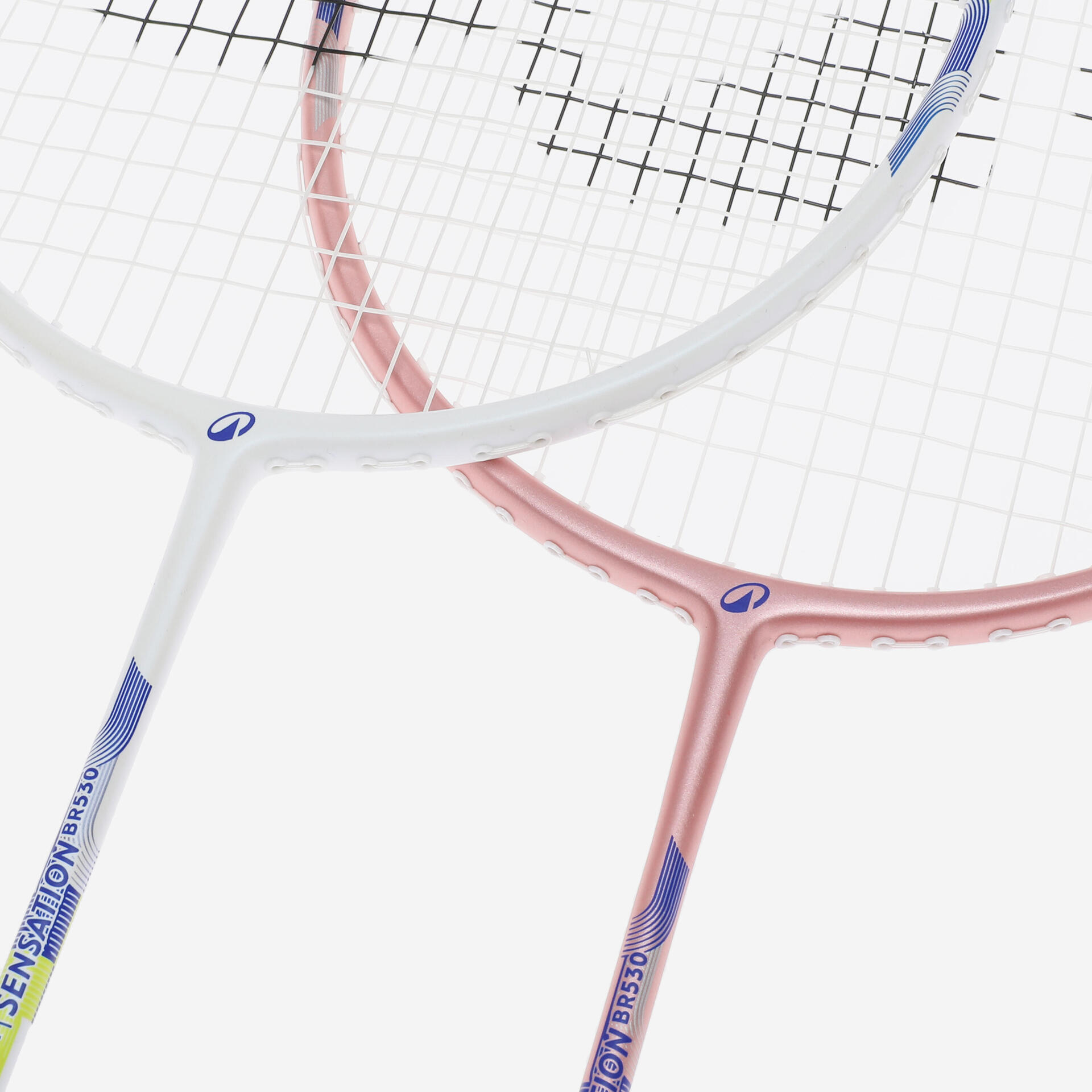 ADULT BADMINTON RACKET BR 530 SET COUPLE WHITE PINK