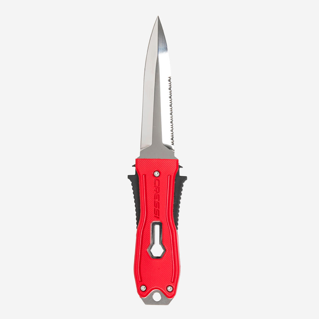 Spearfishing and diving knife with shaft extractor - Cressi Lizard red