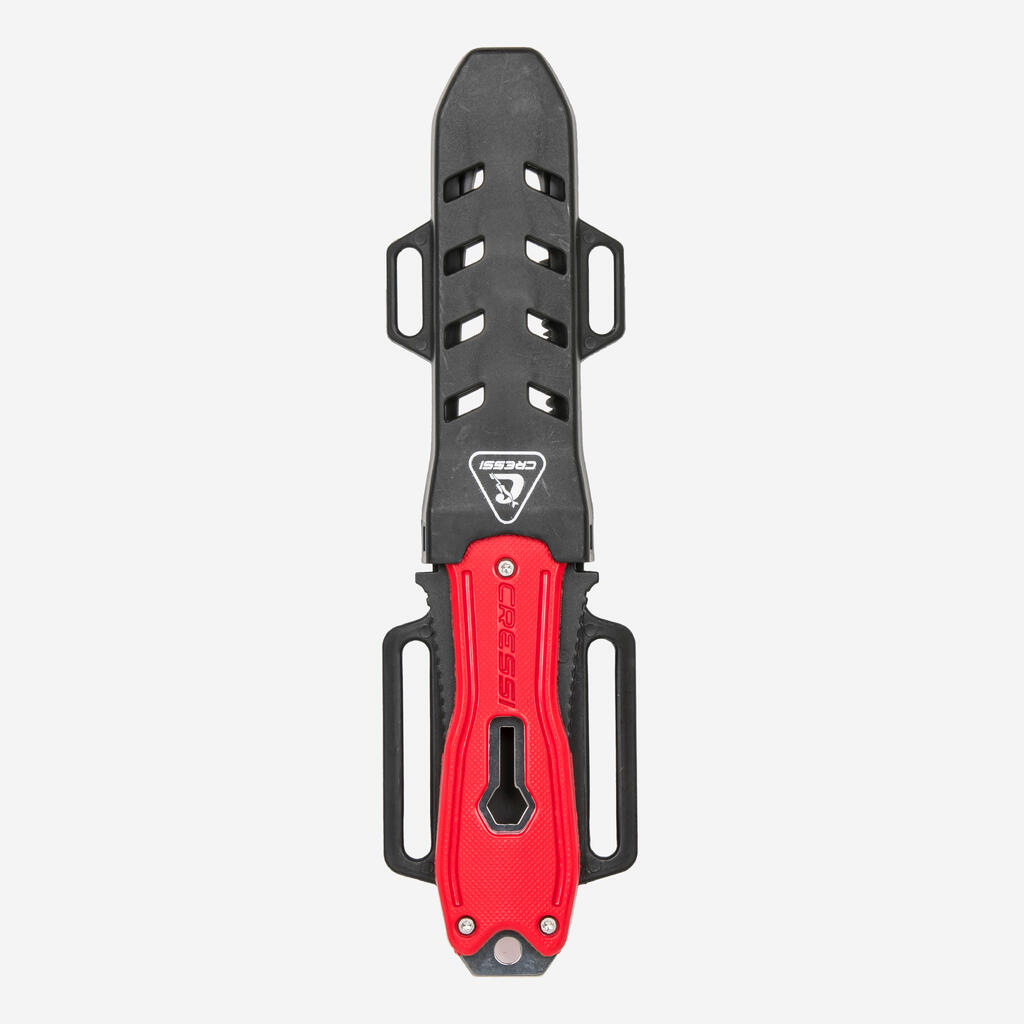 Spearfishing and diving knife with shaft extractor - Cressi Lizard red