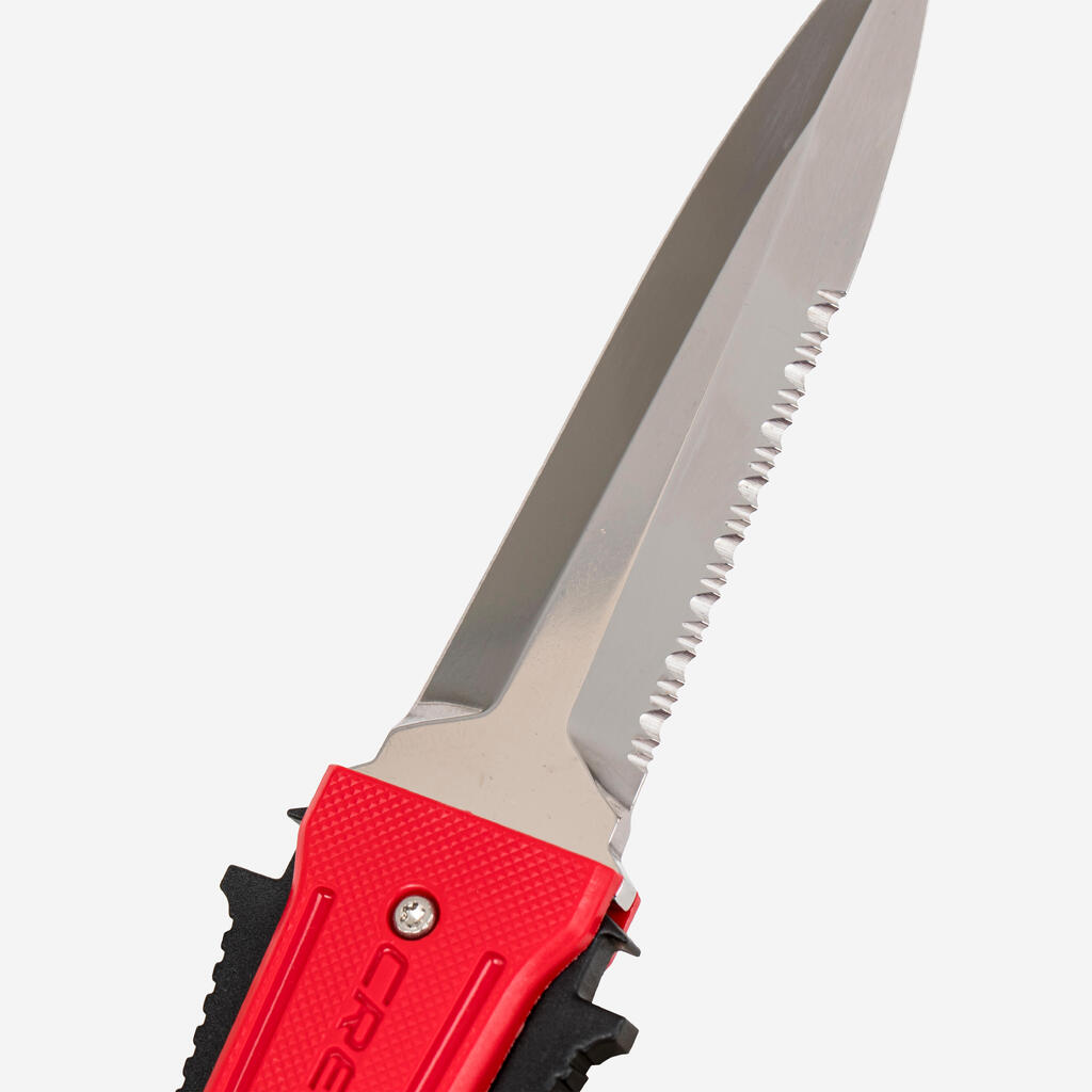 Spearfishing and diving knife with shaft extractor - Cressi Lizard red