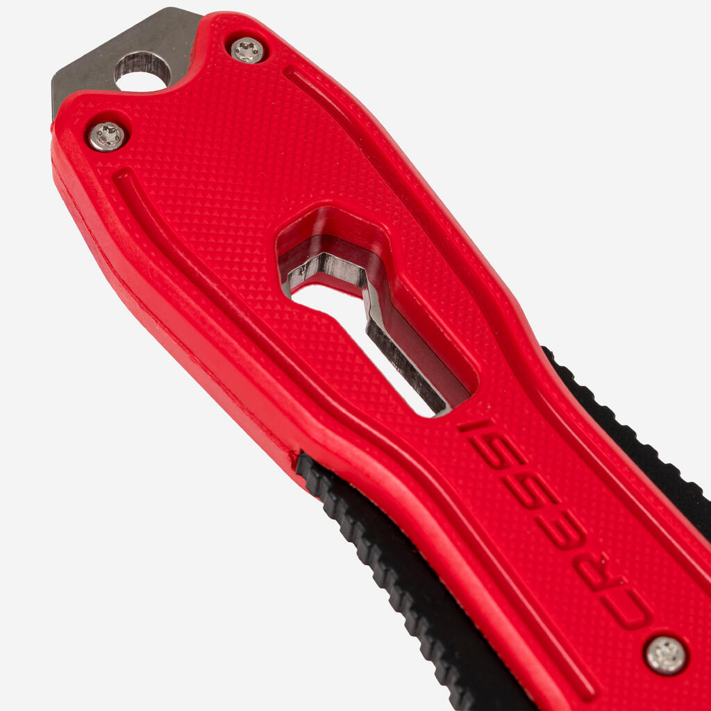 Spearfishing and diving knife with shaft extractor - Cressi Lizard red