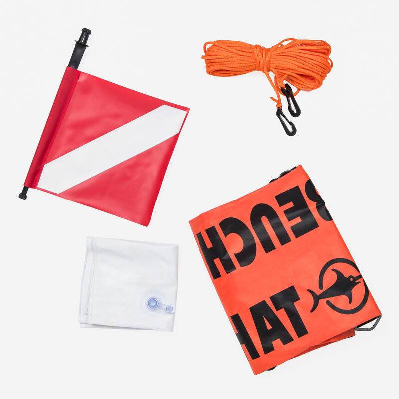 Bouée chasse sous-marine apnée - Beuchat bouée longue double enveloppe Orange
