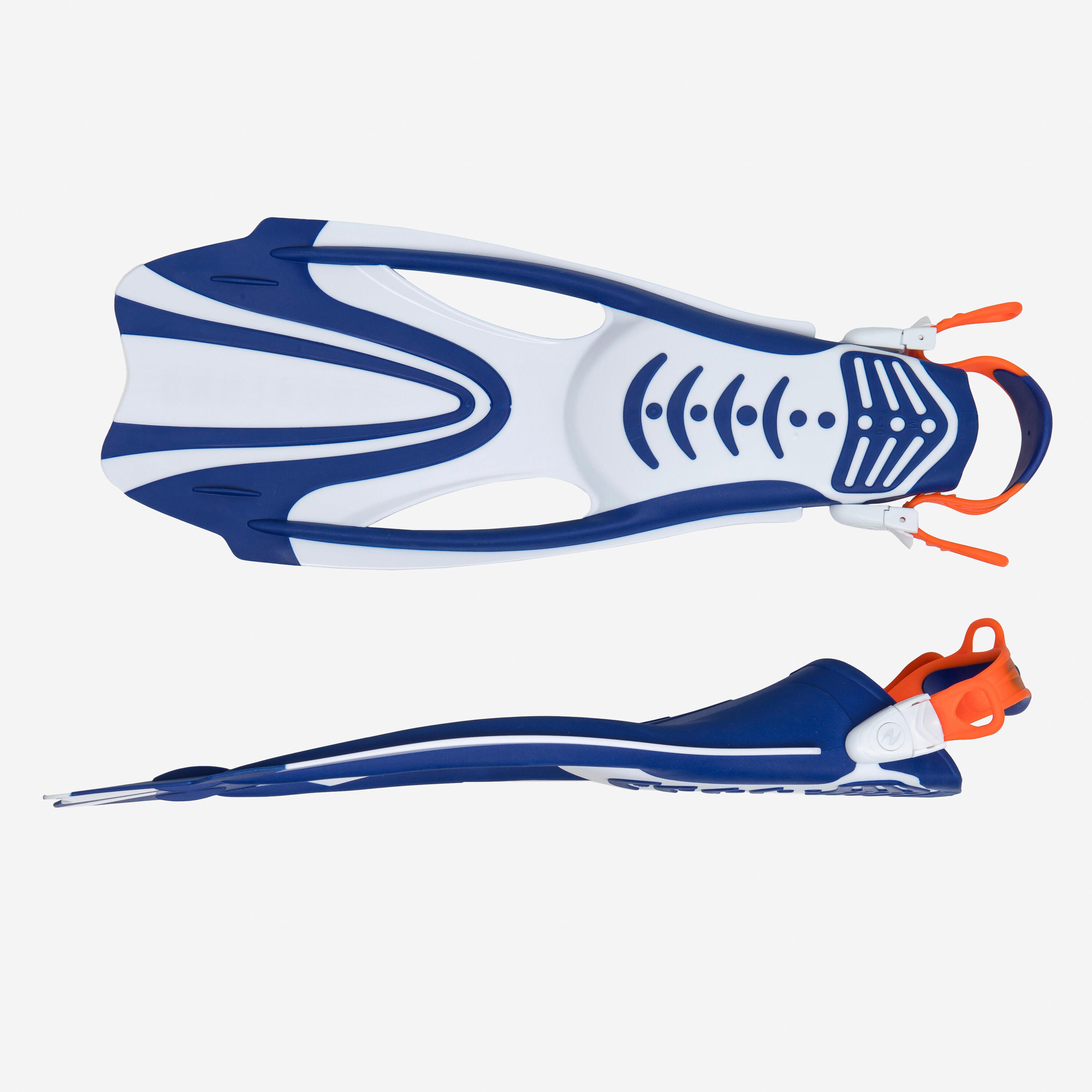 Aletas Snorkel Zinger 2.0. Adulto Azul Cortas Talón Abierto Ajustable 3/5