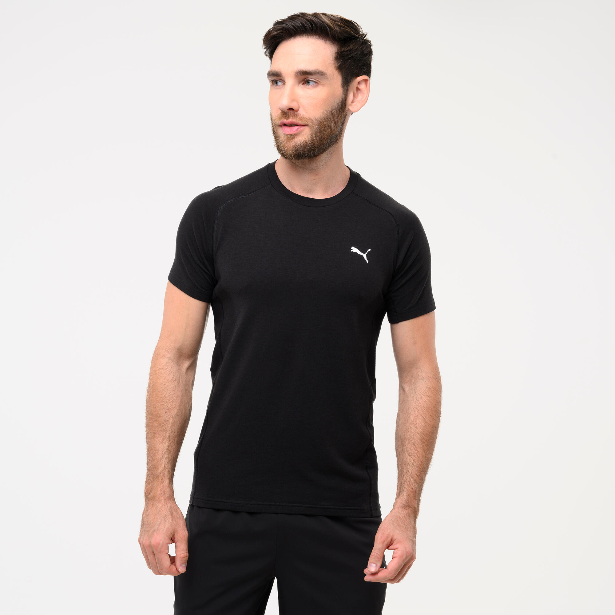 PUMA T-shirt nera Puma uomo palestra ACTIVE regular fit cotone
