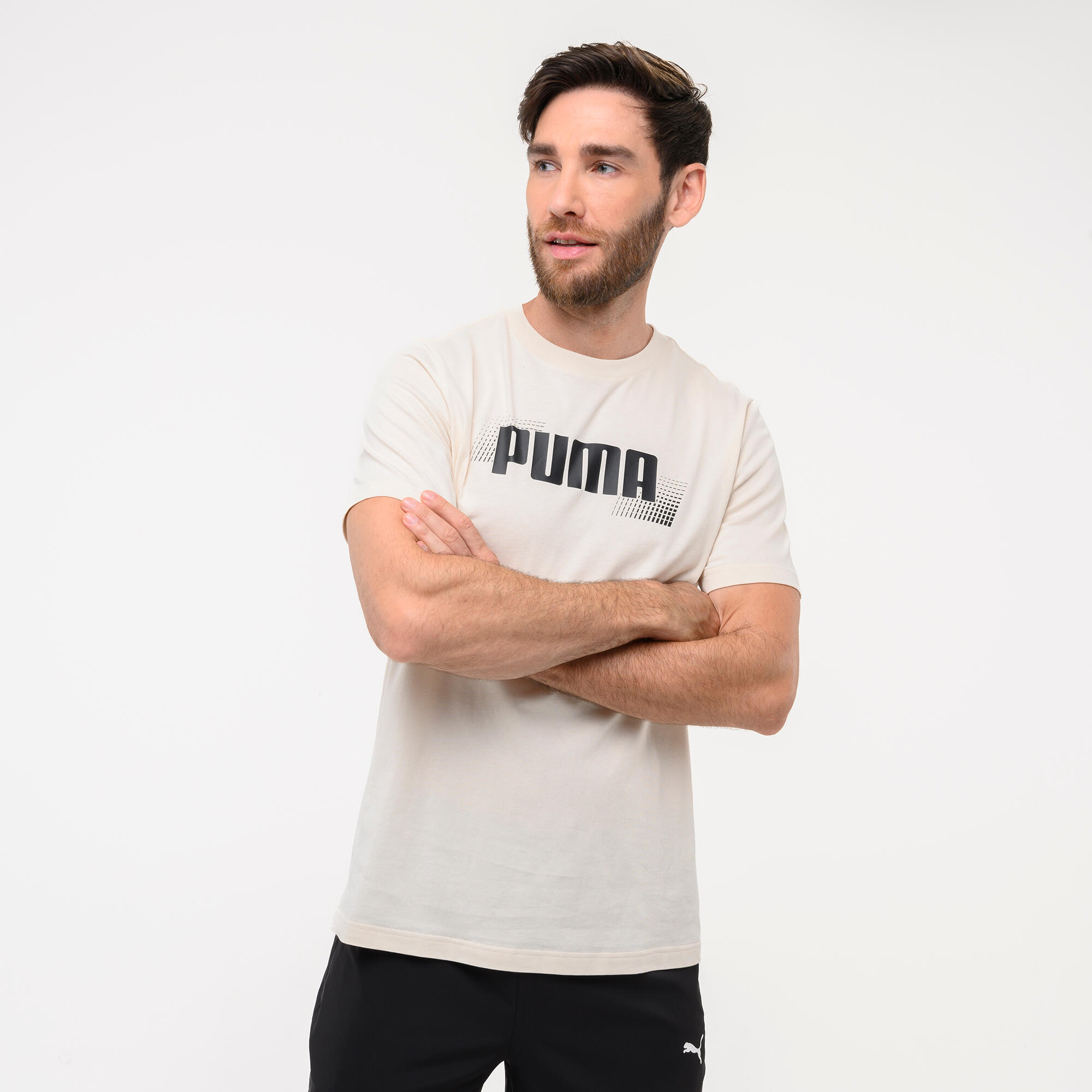 PUMA Camiseta Puma Hombre Beis Algodón Manga Corta