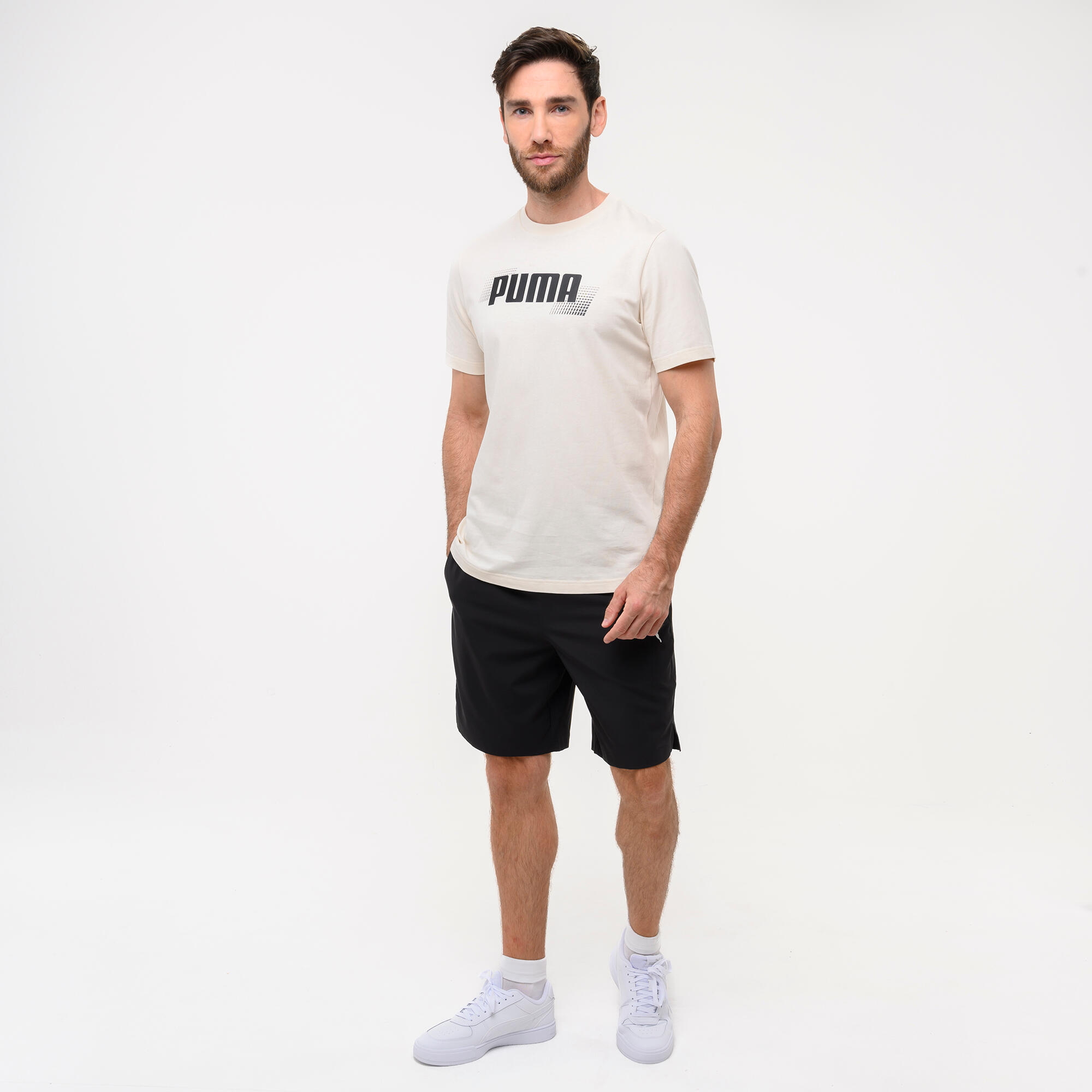 T-shirt Puma uomo palestra regular fit cotone beige 4/4