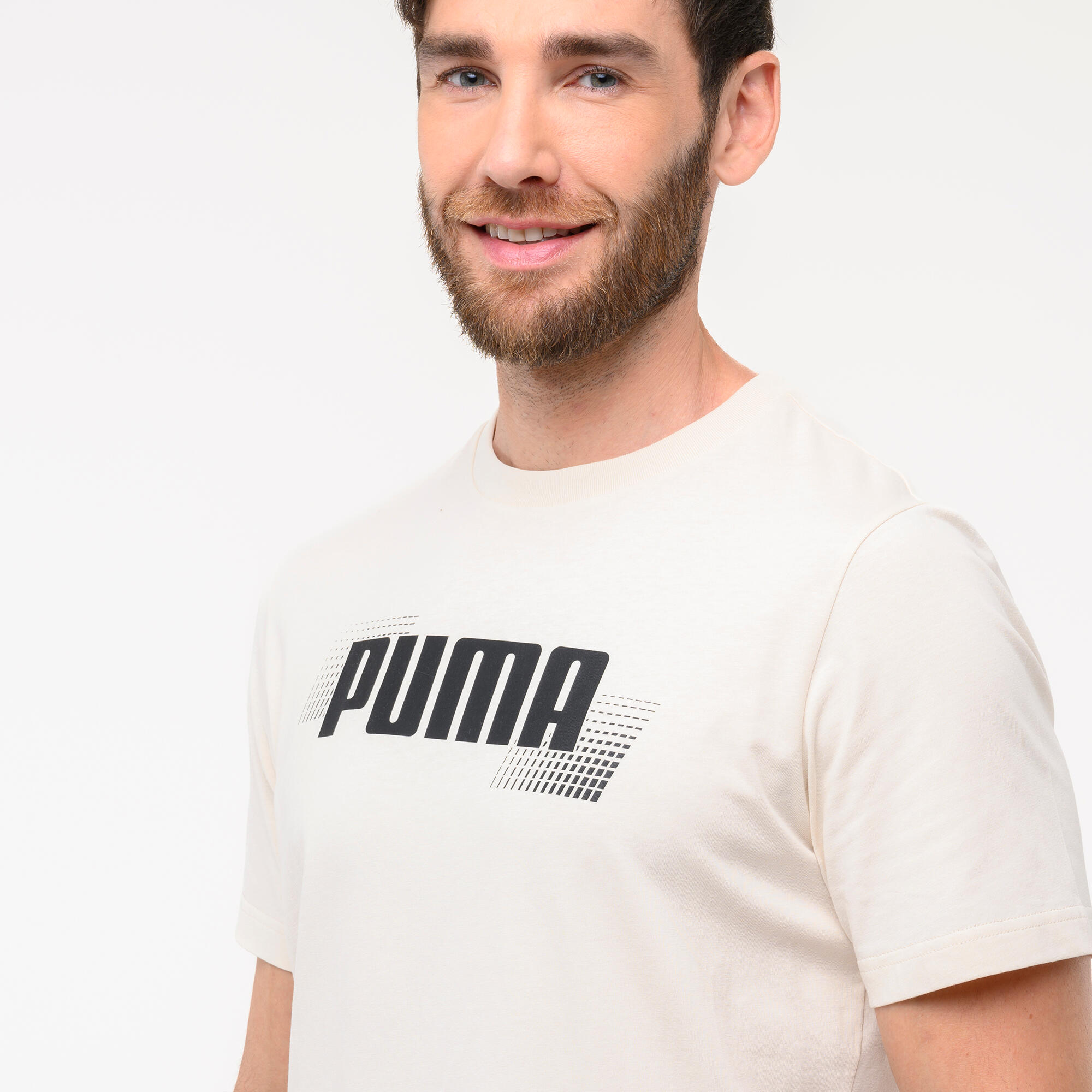 T-shirt Puma uomo palestra regular fit cotone beige 2/4
