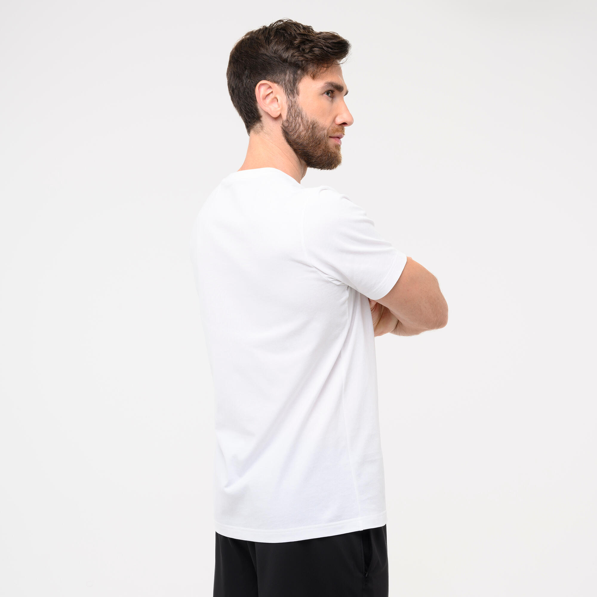 T-Shirt Herren Baumwolle - weiss  3/4