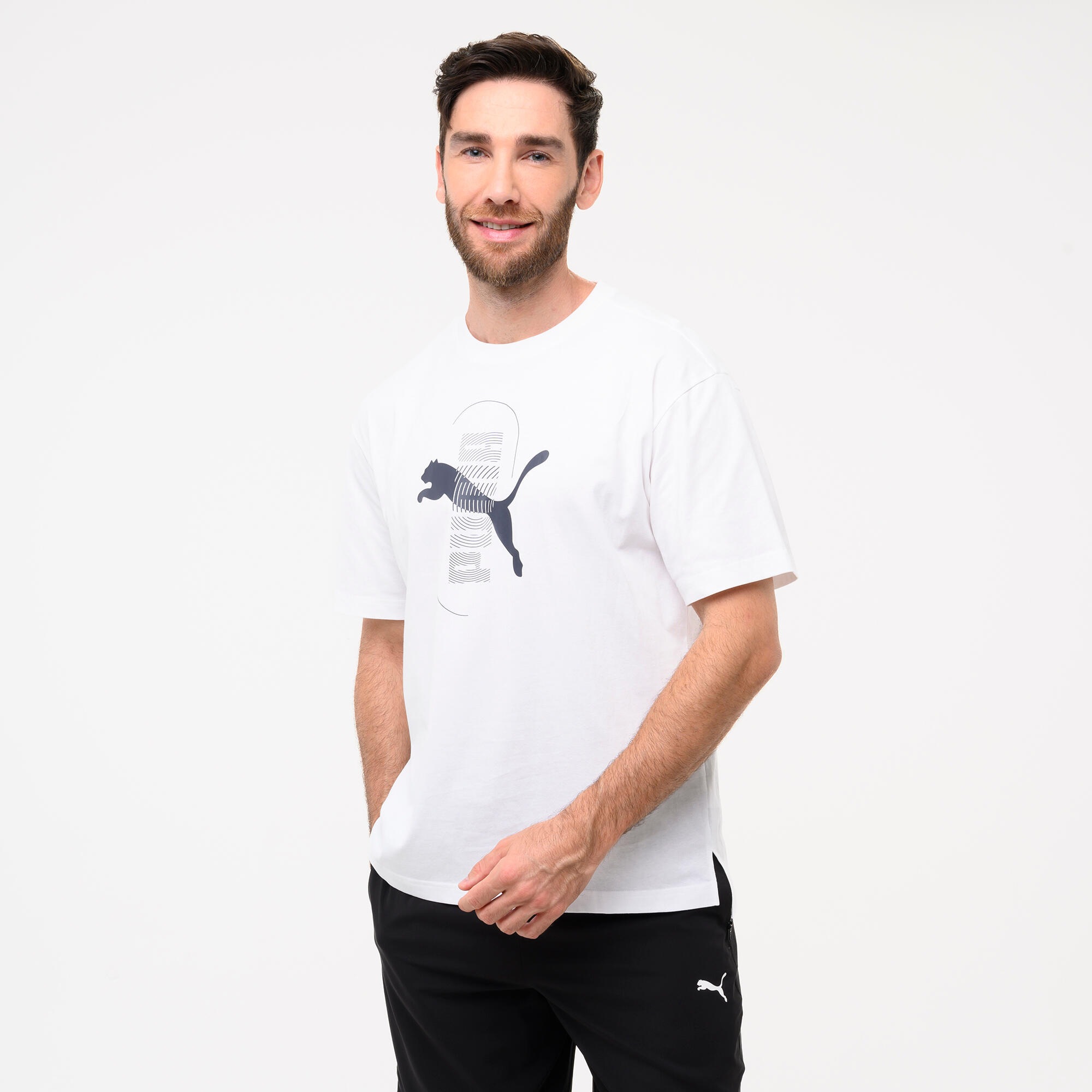 Tricou fitness bumbac Puma Alb Bărbați